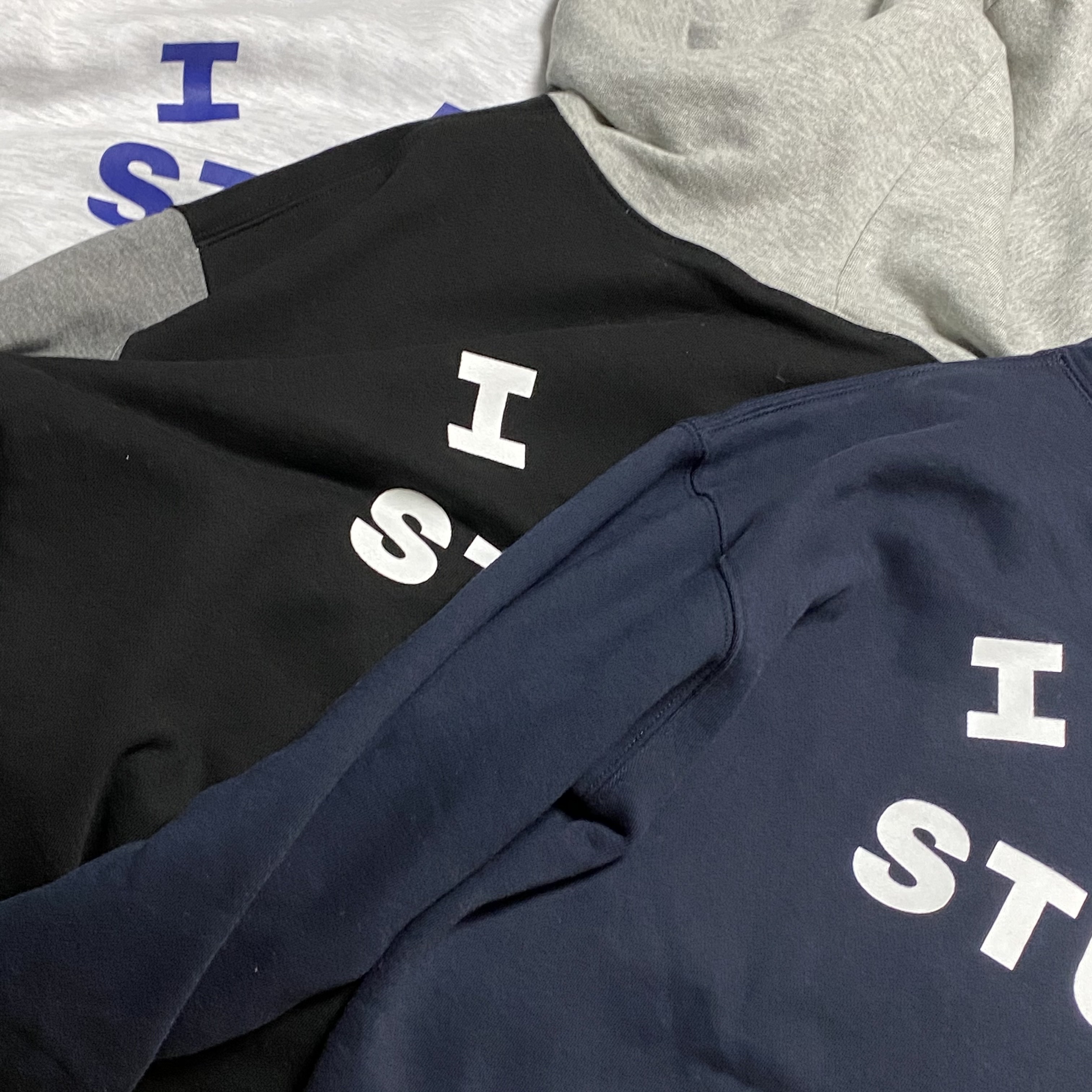 IAB Studio Hoodie Navy - 21SS, IAB Studio Long Sleeve Light Gray 착용 스타일