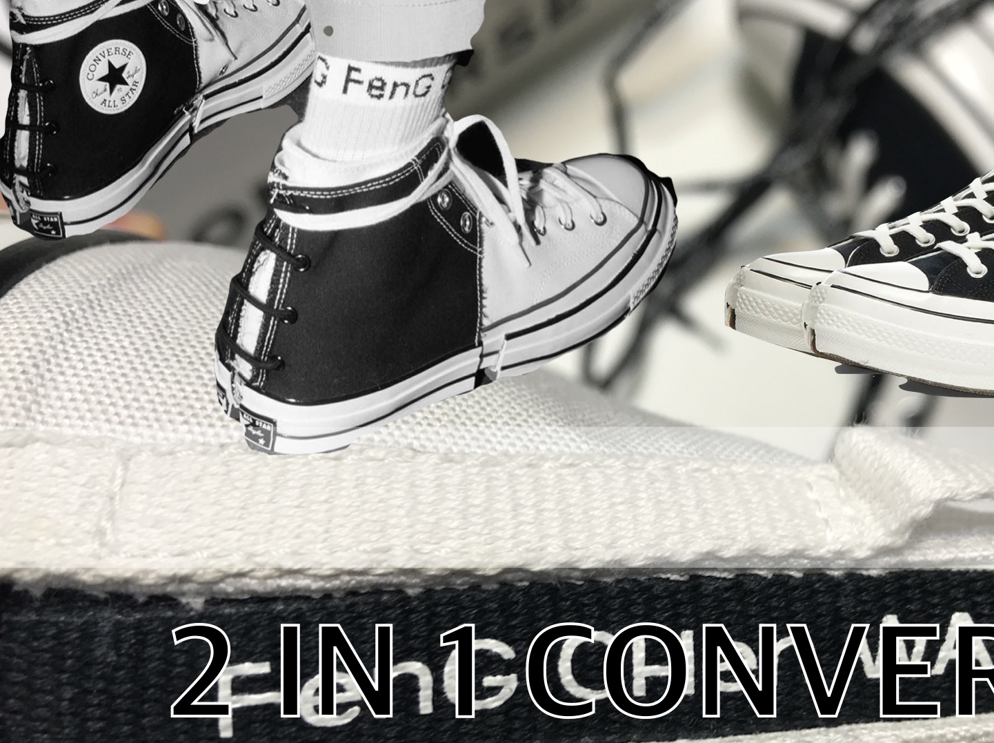 Converse x Feng Chen Wang Chuck 70 2-in-1 Natural Ivory Black 착용 스타일