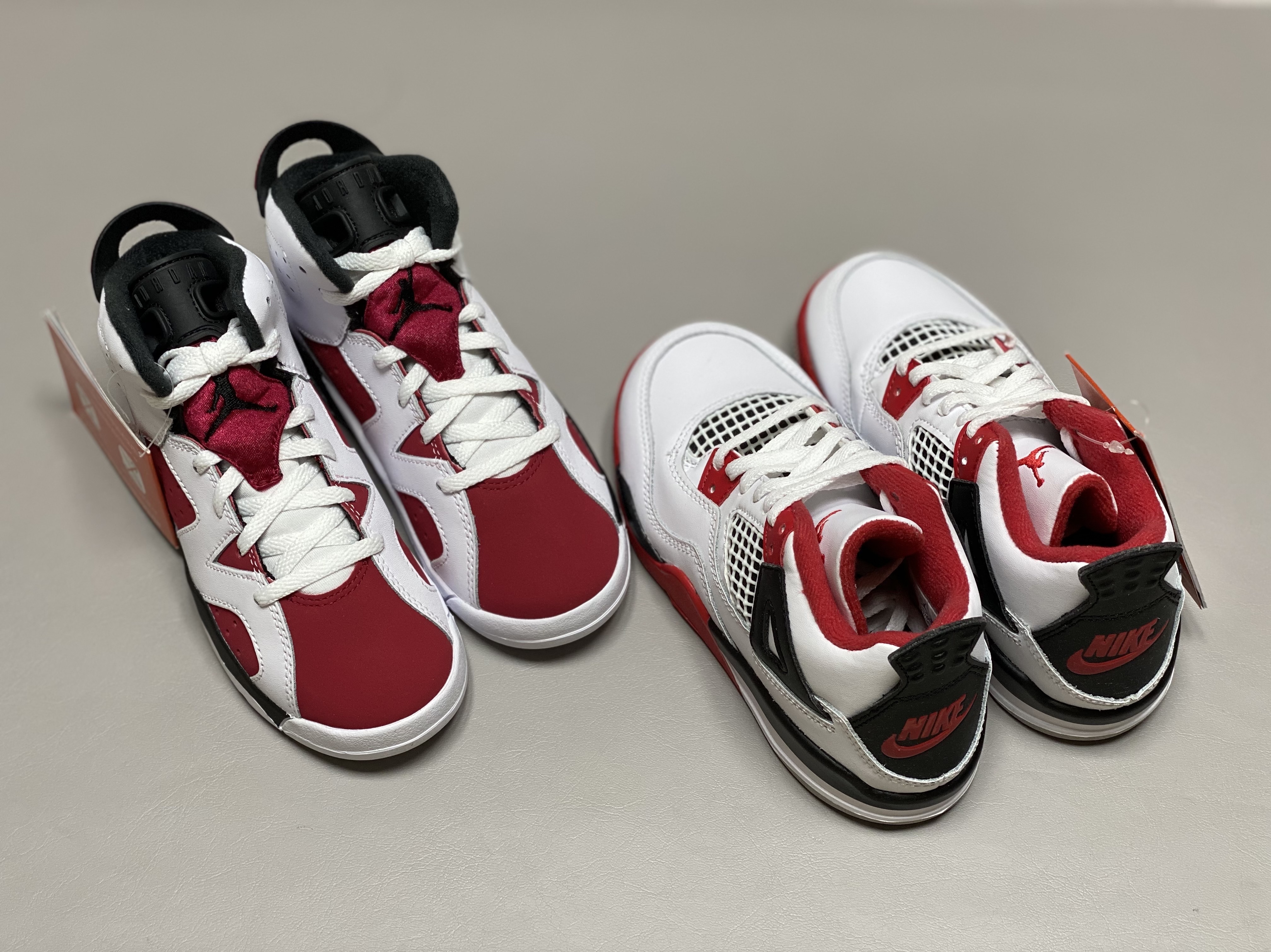 (PS) Jordan 6 Retro Carmine 2021, (PS) Jordan 4 Retro OG Fire Red 2020 착용 스타일 - 2