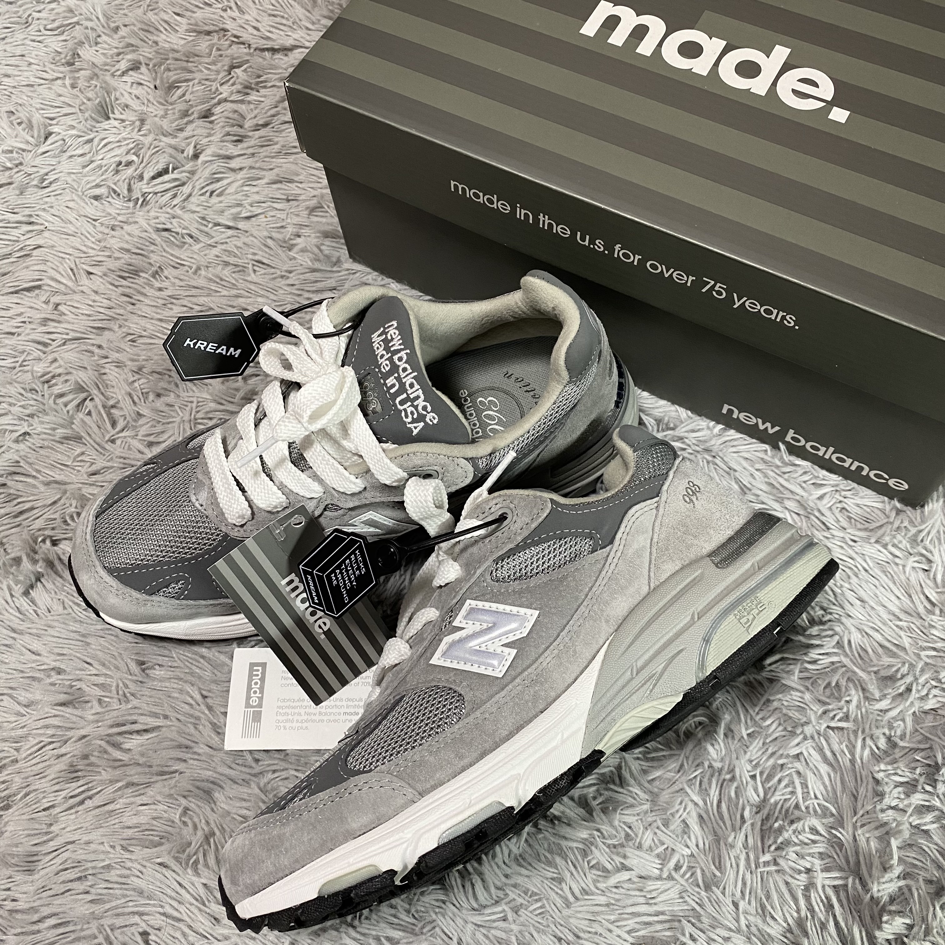(W) New Balance 993 Made in USA Grey - B Standard 착용 스타일