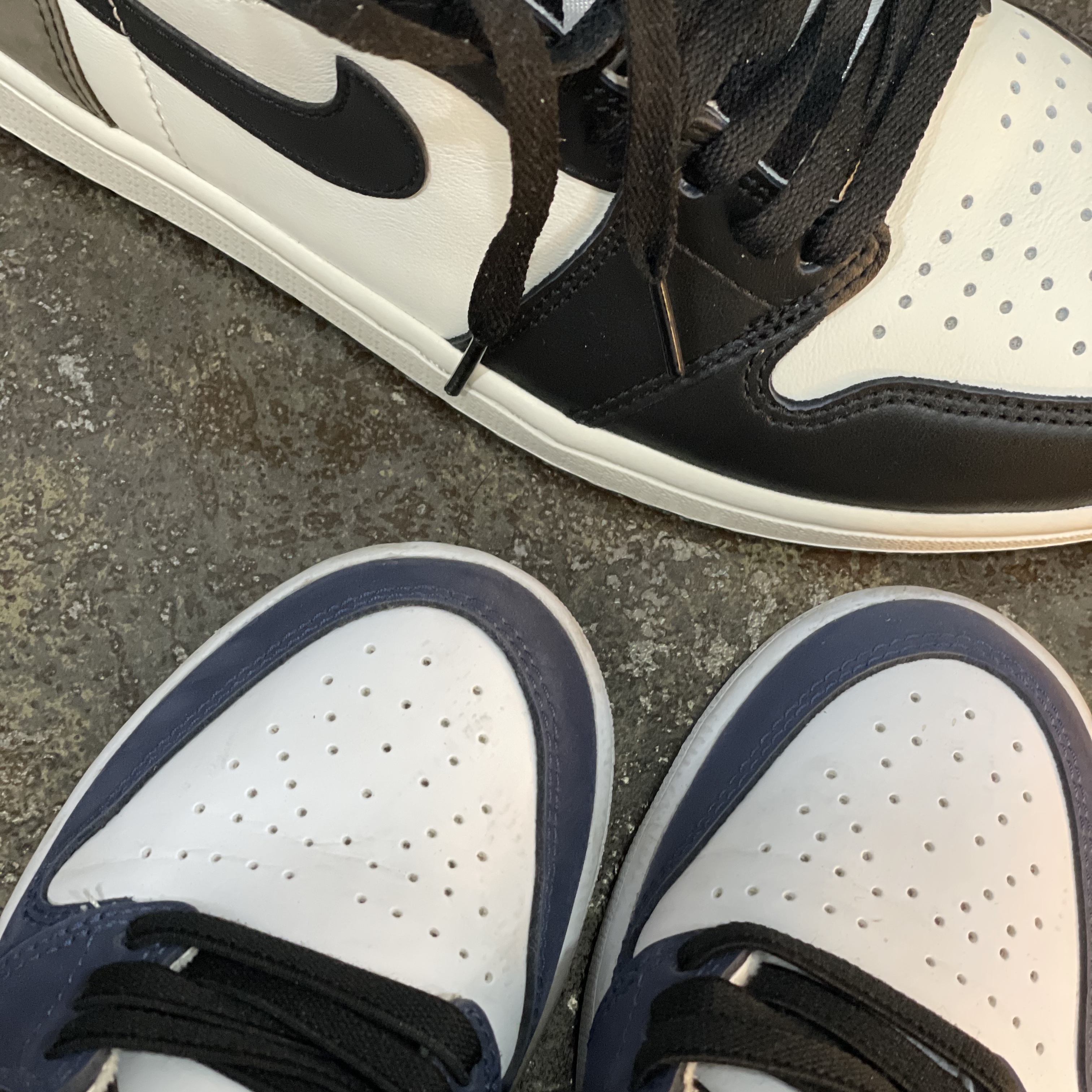 (GS) Jordan 1 Retro High OG CO.JP Midnight Navy, Jordan 1 Retro High OG Black Mocha 착용 스타일