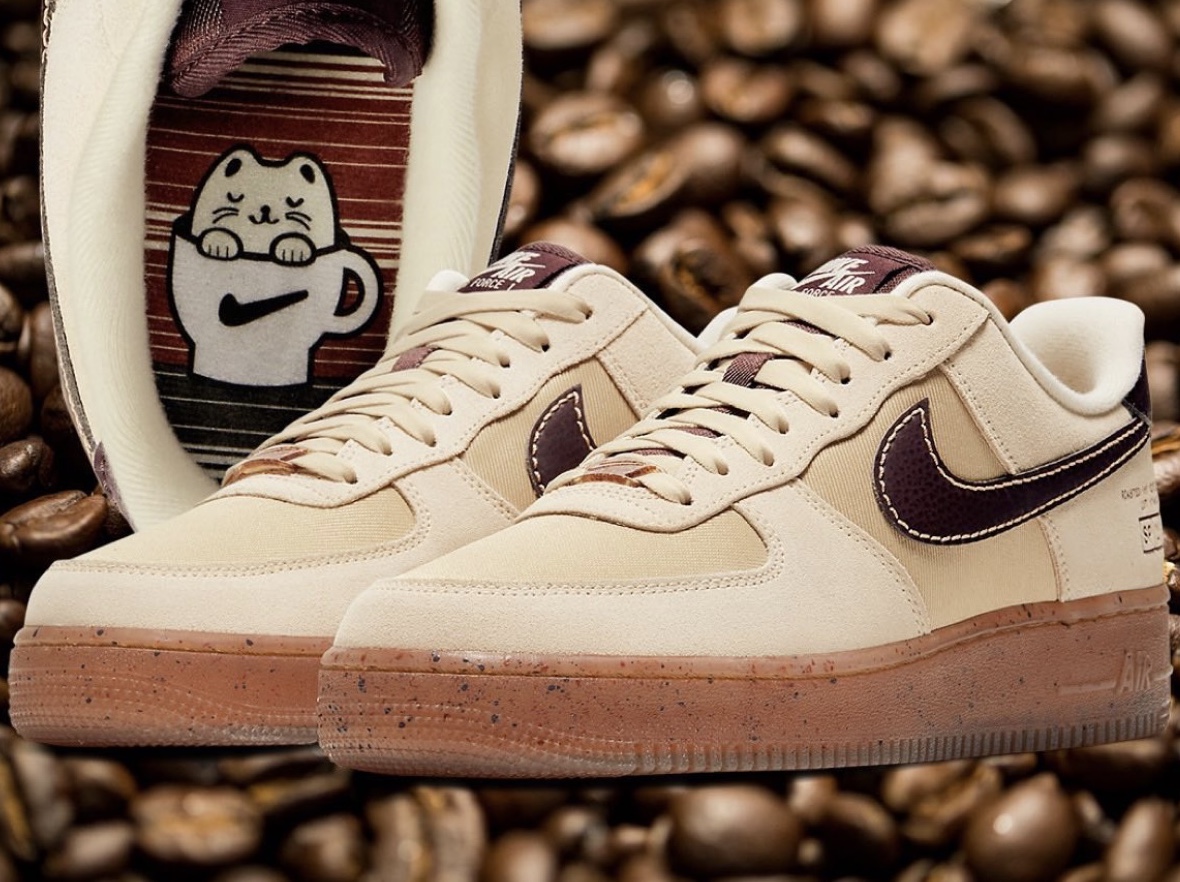 Nike x Stussy Air Force 1 Low Fossil, Nike Air Force 1 '07 LV8 Coffee 착용 스타일 - 2