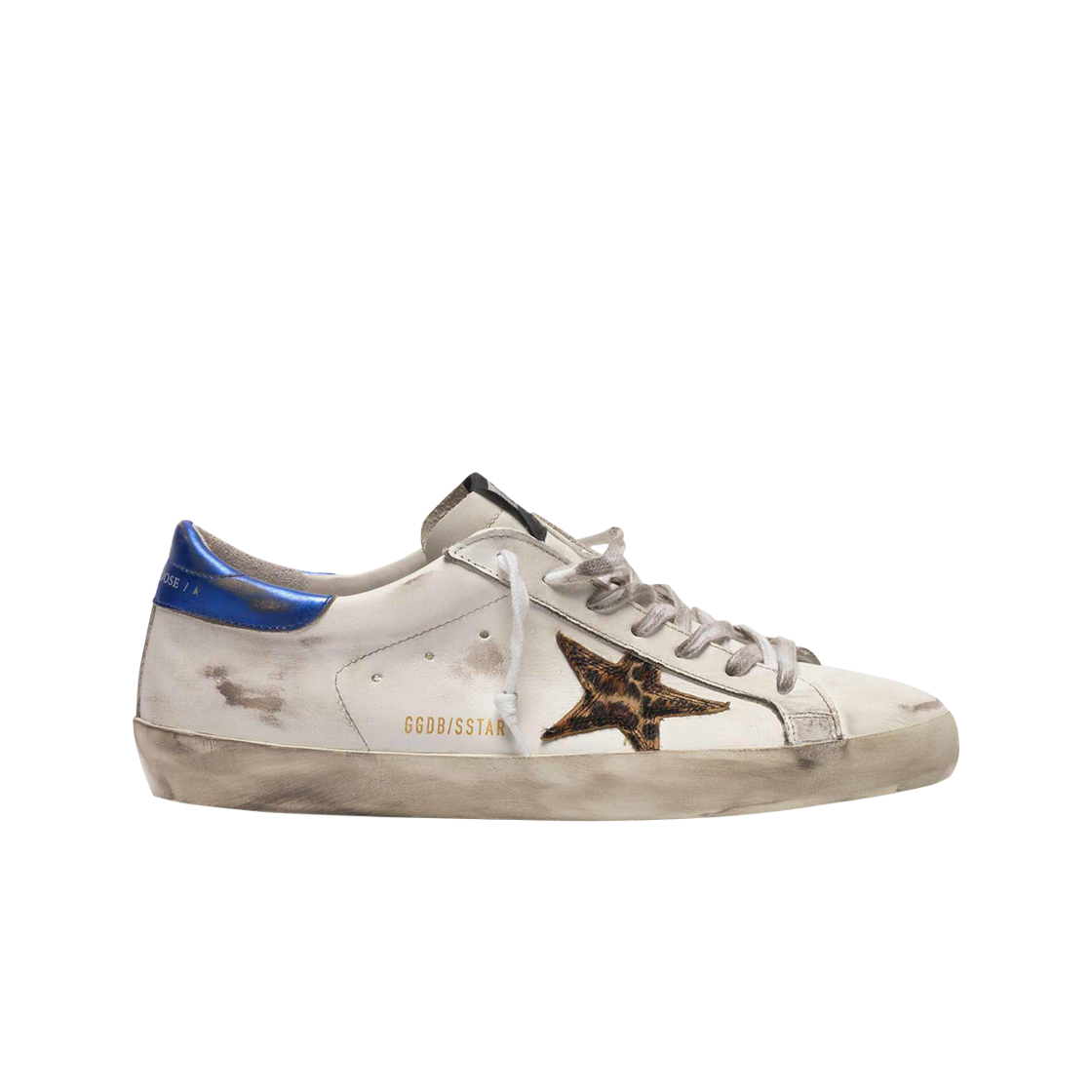 골든구스 슈퍼스타 화이트 레오파드 프린트 블루탭 스니커즈(Golden Goose Superstar White Leopard Print Blue Heel Tab Sneakers) - 1