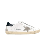 (W) Golden Goose Superstar White Navy Heel Tab Sneakers