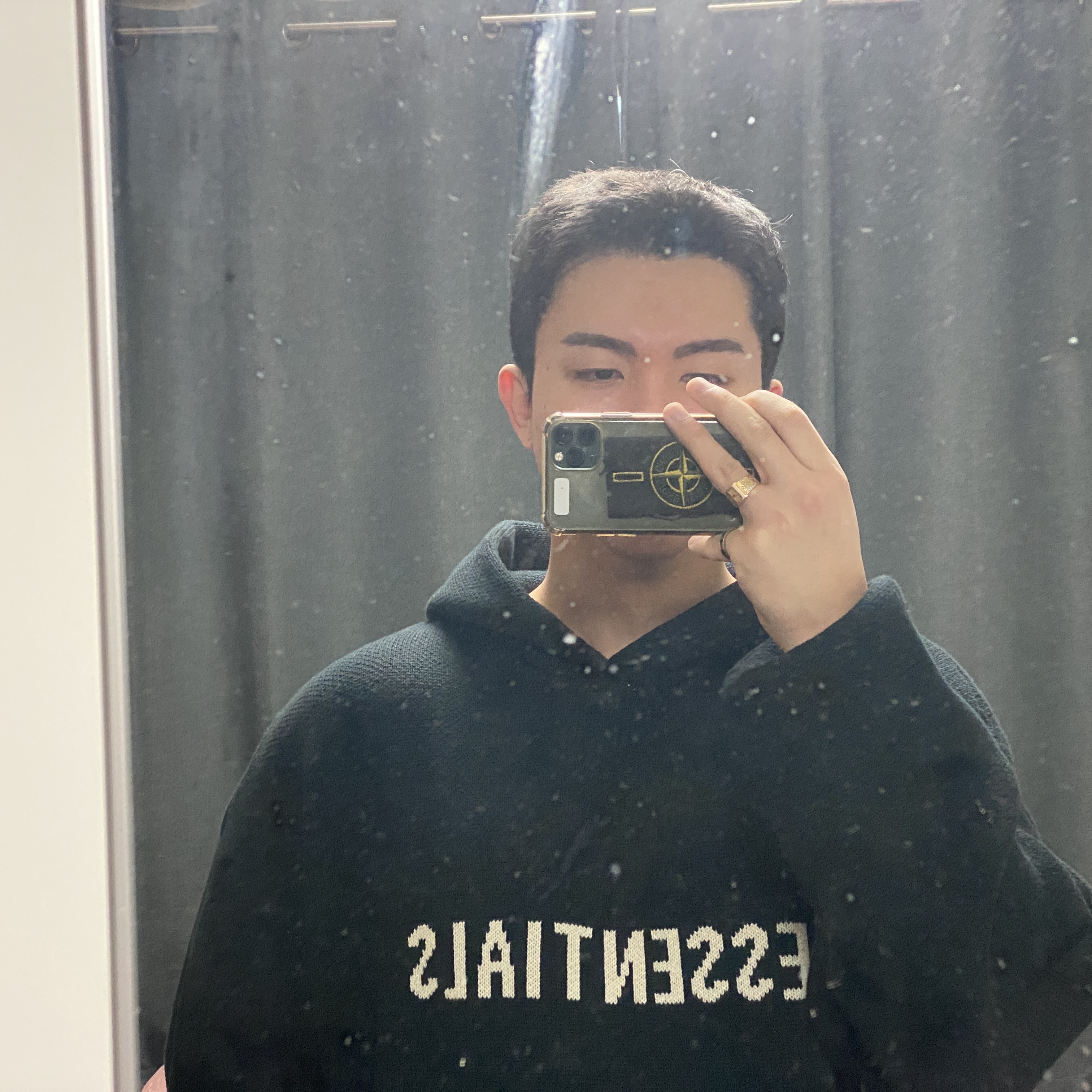 Essentials Knit Hoodie Black - 20FW 착용 스타일