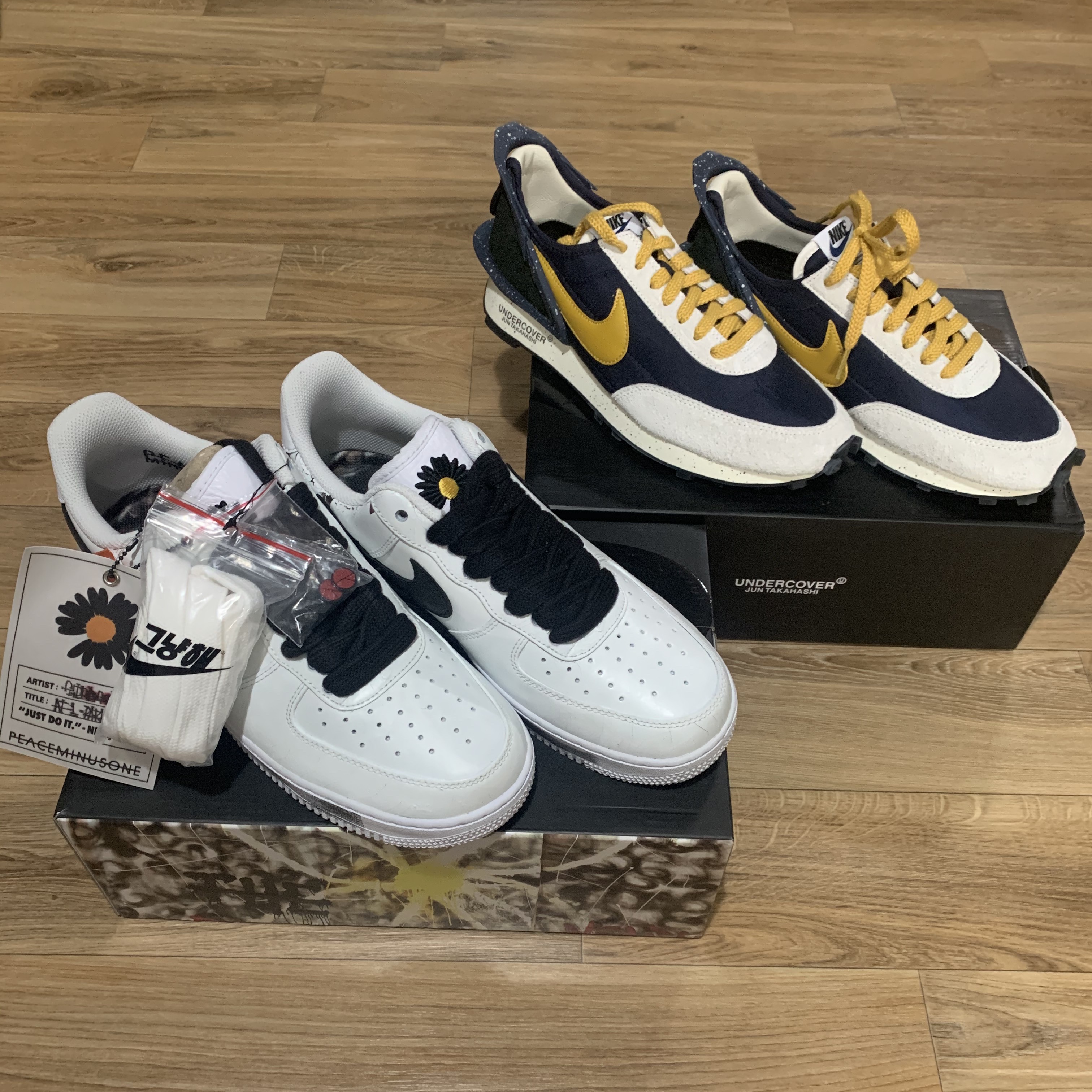 Nike x Peaceminusone Air Force 1 Low Para-Noise 2.0, (W) Nike x Undercover Daybreak Obsidian 착용 스타일