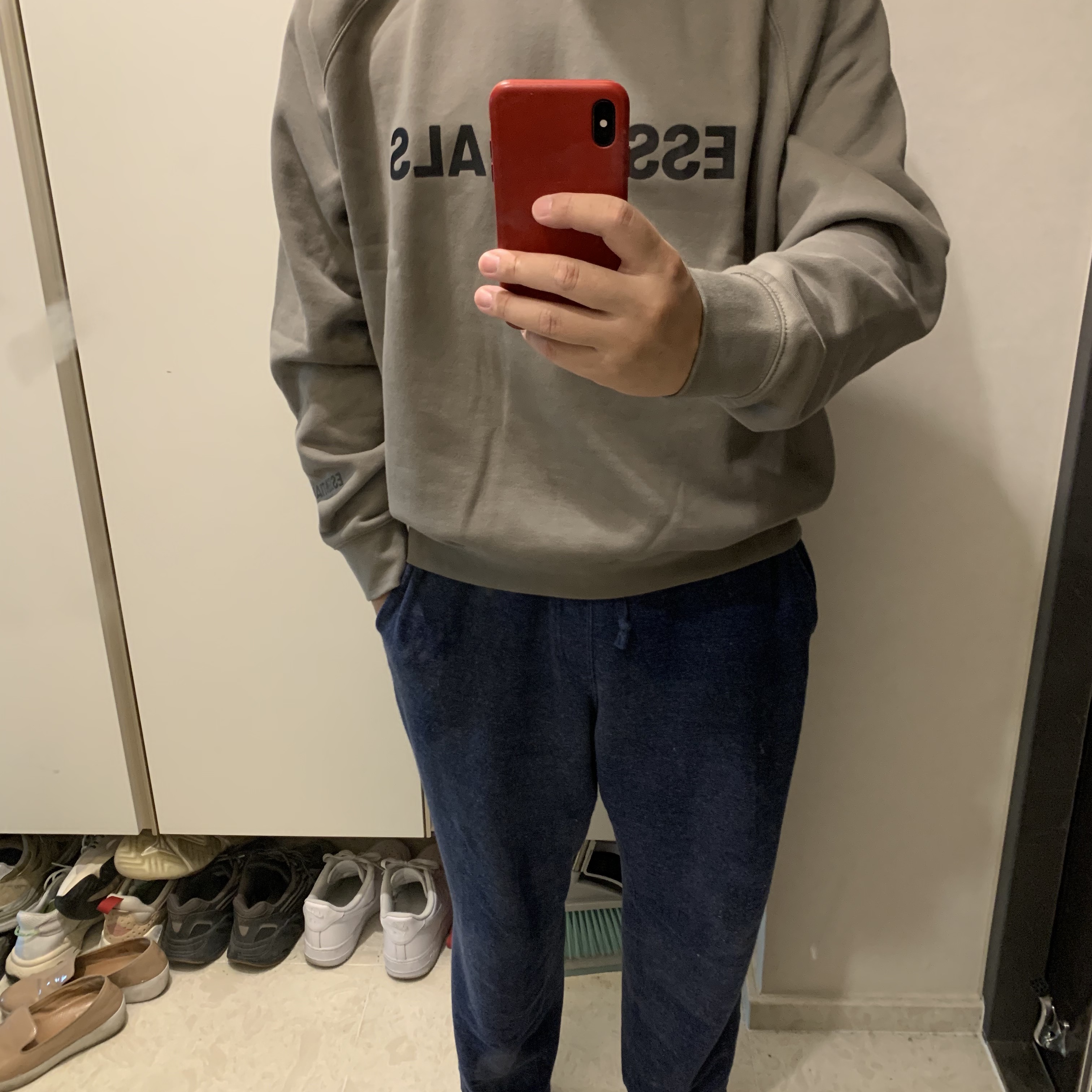 Essentials 3D Silicon Applique Pullover Hoodie Oatmeal/Oatmeal Heather/Light Heather Oatmeal 2020, Nike Dunk Low SP Kentucky 2020 착용 스타일 - 2