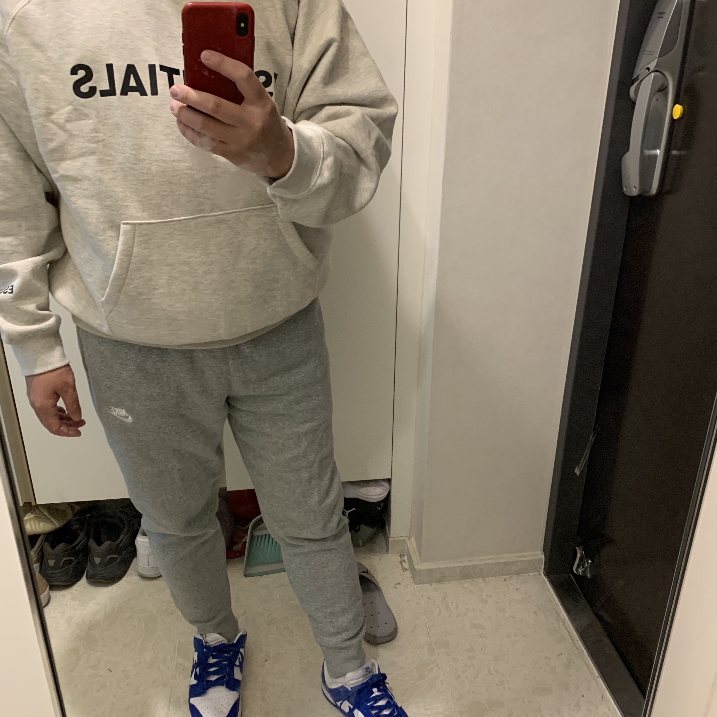 Essentials 3D Silicon Applique Pullover Hoodie Oatmeal/Oatmeal Heather/Light Heather Oatmeal 2020, Nike Dunk Low SP Kentucky 2020 착용 스타일 - 1