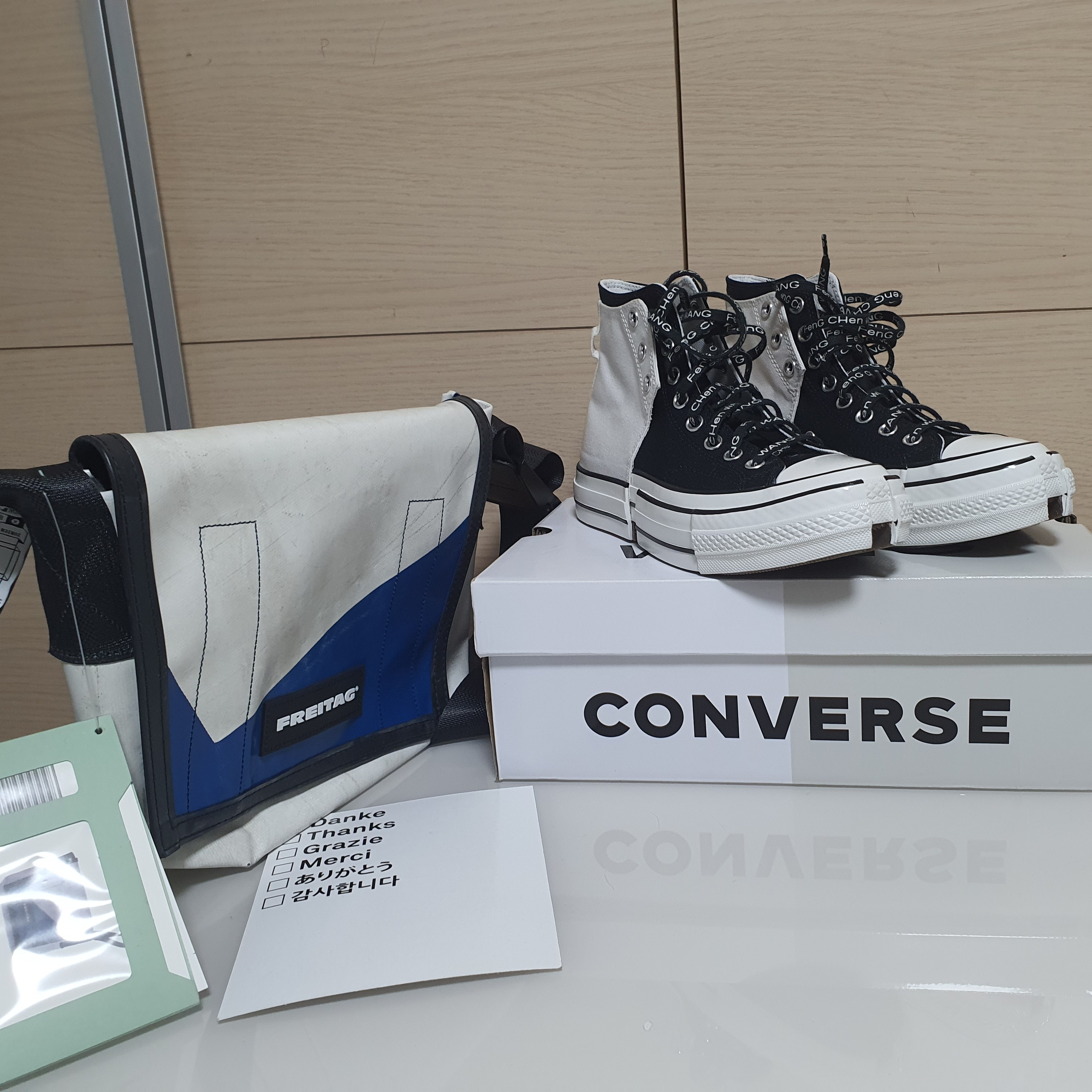 Converse x Feng Chen Wang Chuck 70 2-in-1 Natural Ivory Black 착용 스타일 - 1