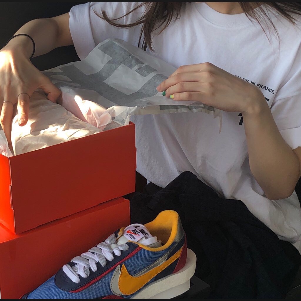 Nike x Sacai LDWaffle Blue Multi 착용 스타일