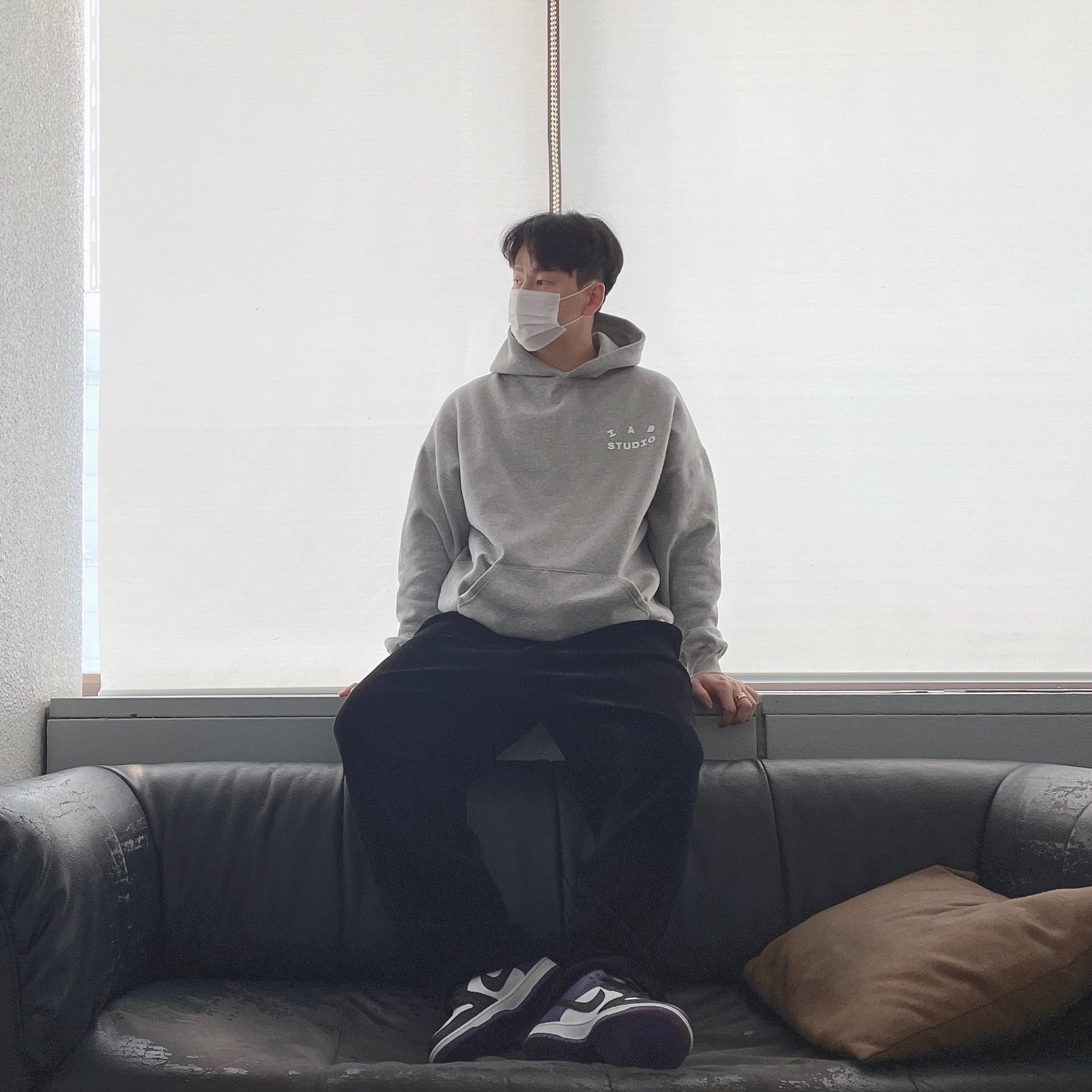 IAB Studio Hoodie Gray - 21SS, Nike SB Dunk Low Pro Court Purple 착용 스타일 - 2