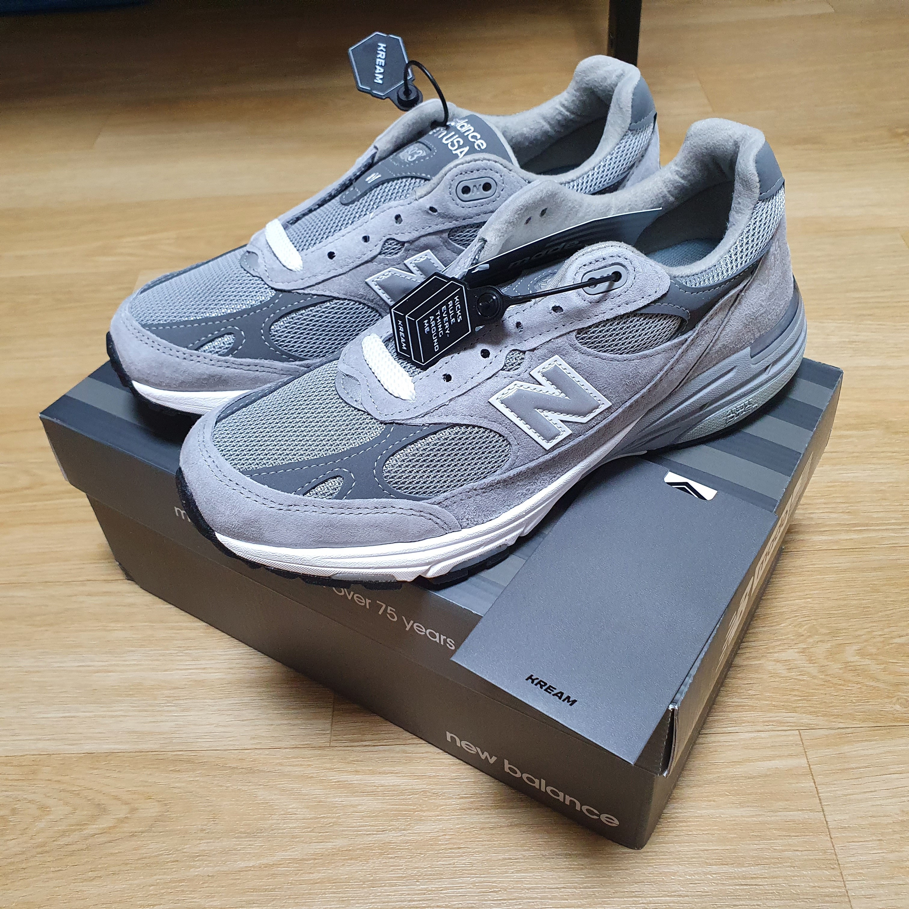 New Balance 993 Made in USA Grey - D Standard 착용 스타일 - 1