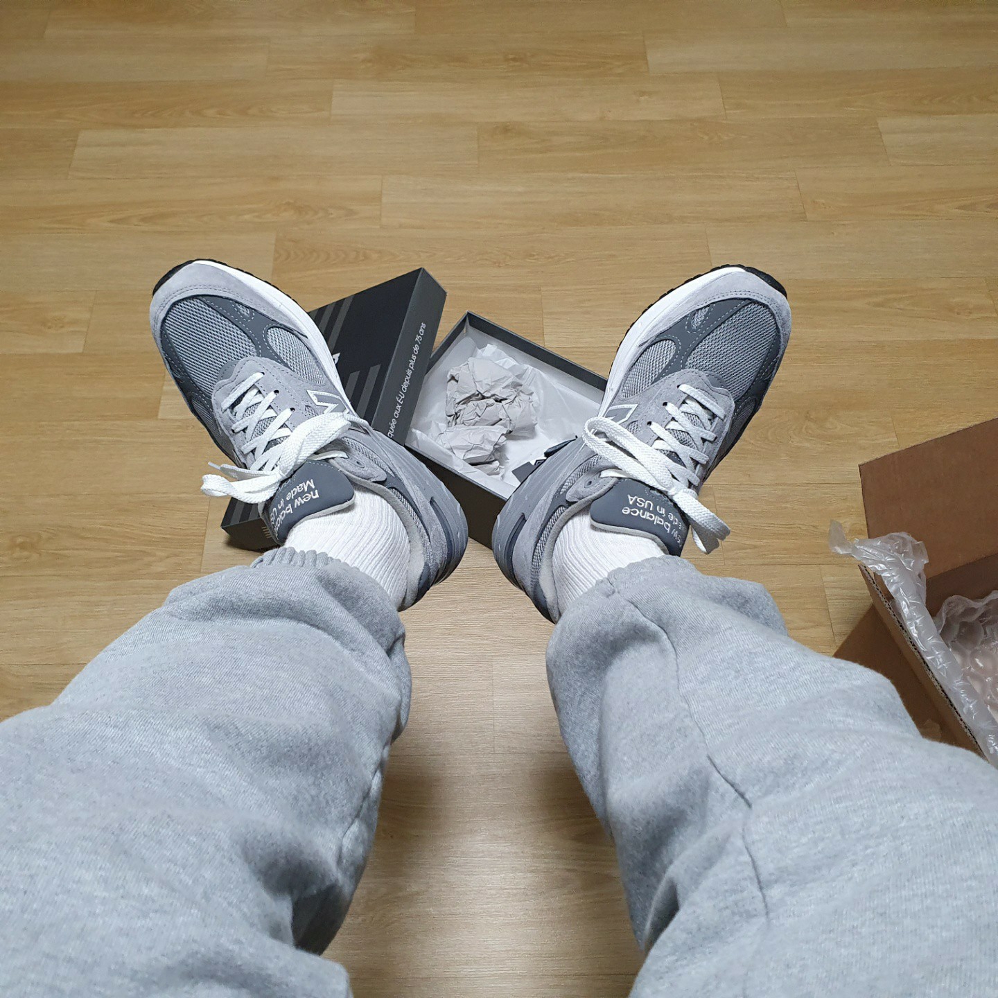 New Balance 993 Made in USA Grey - D Standard 착용 스타일 - 2