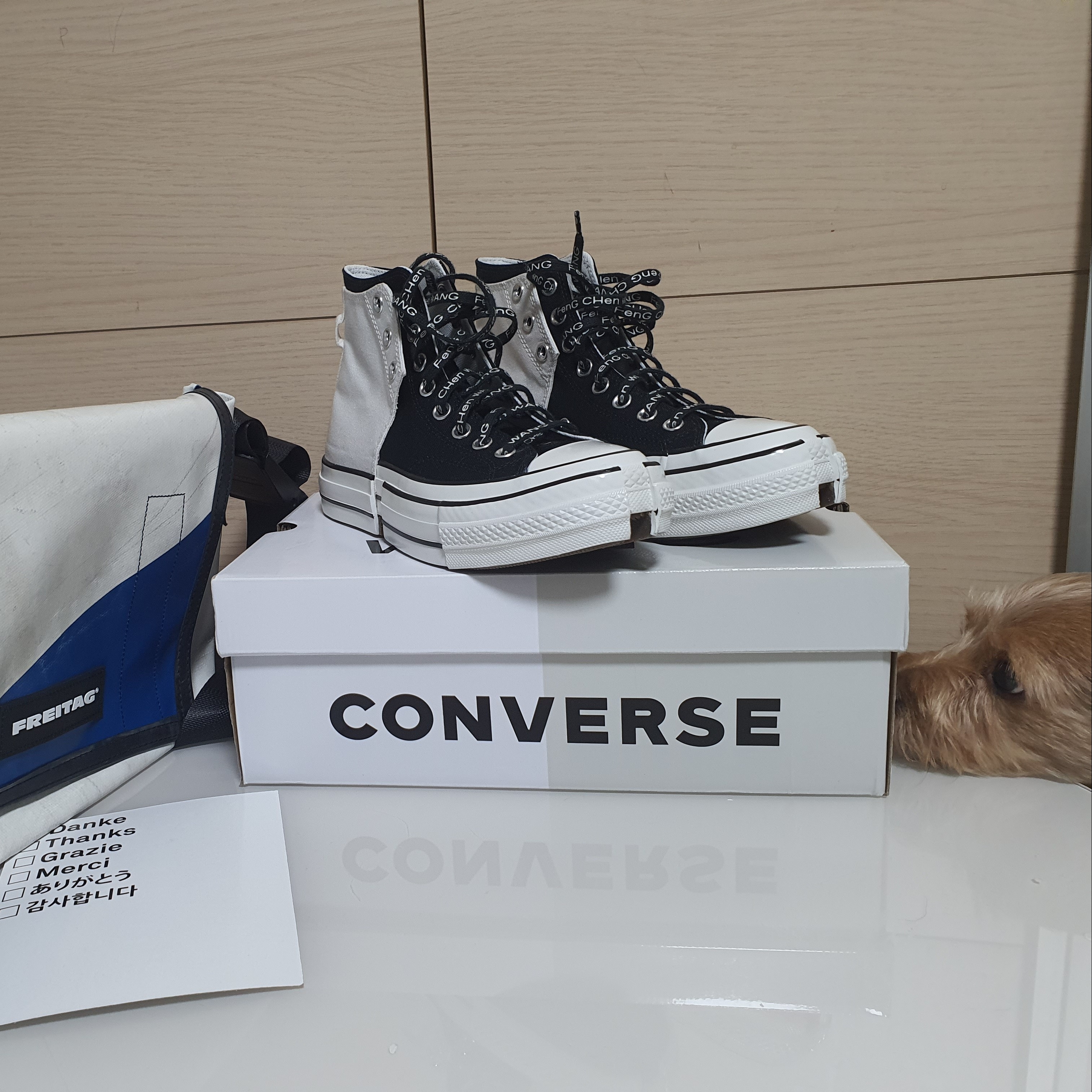 Converse x Feng Chen Wang Chuck 70 2-in-1 Natural Ivory Black 착용 스타일 - 2