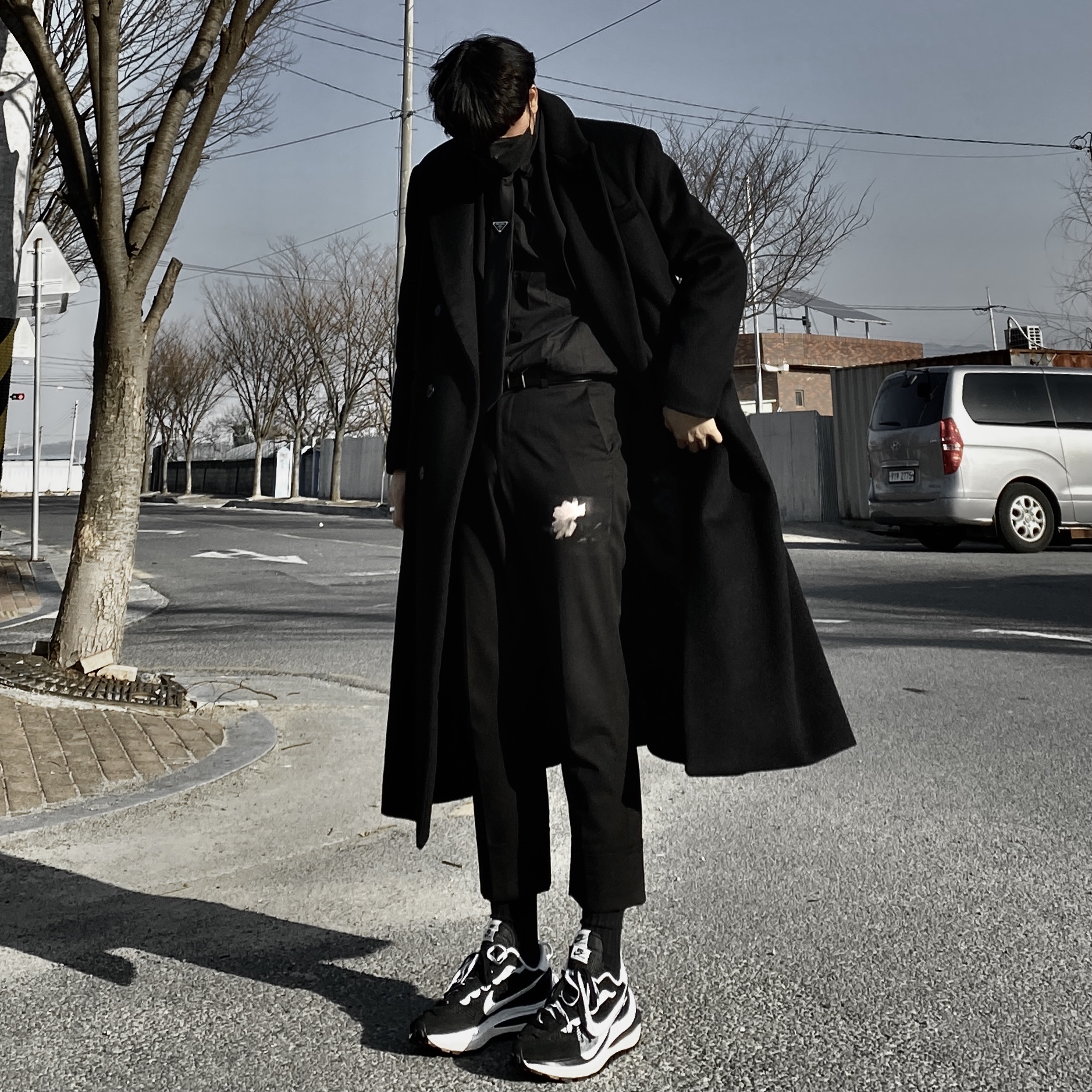 Nike x Sacai VaporWaffle Black White 착용 스타일