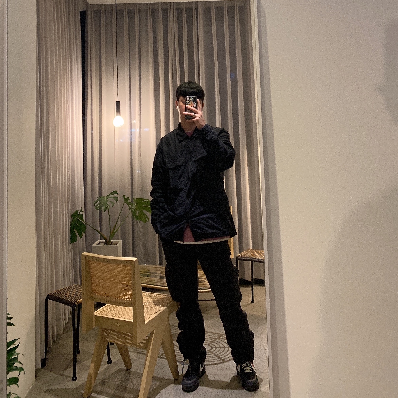 Nike x Off-White Air Force 1 Low Black White 착용 스타일