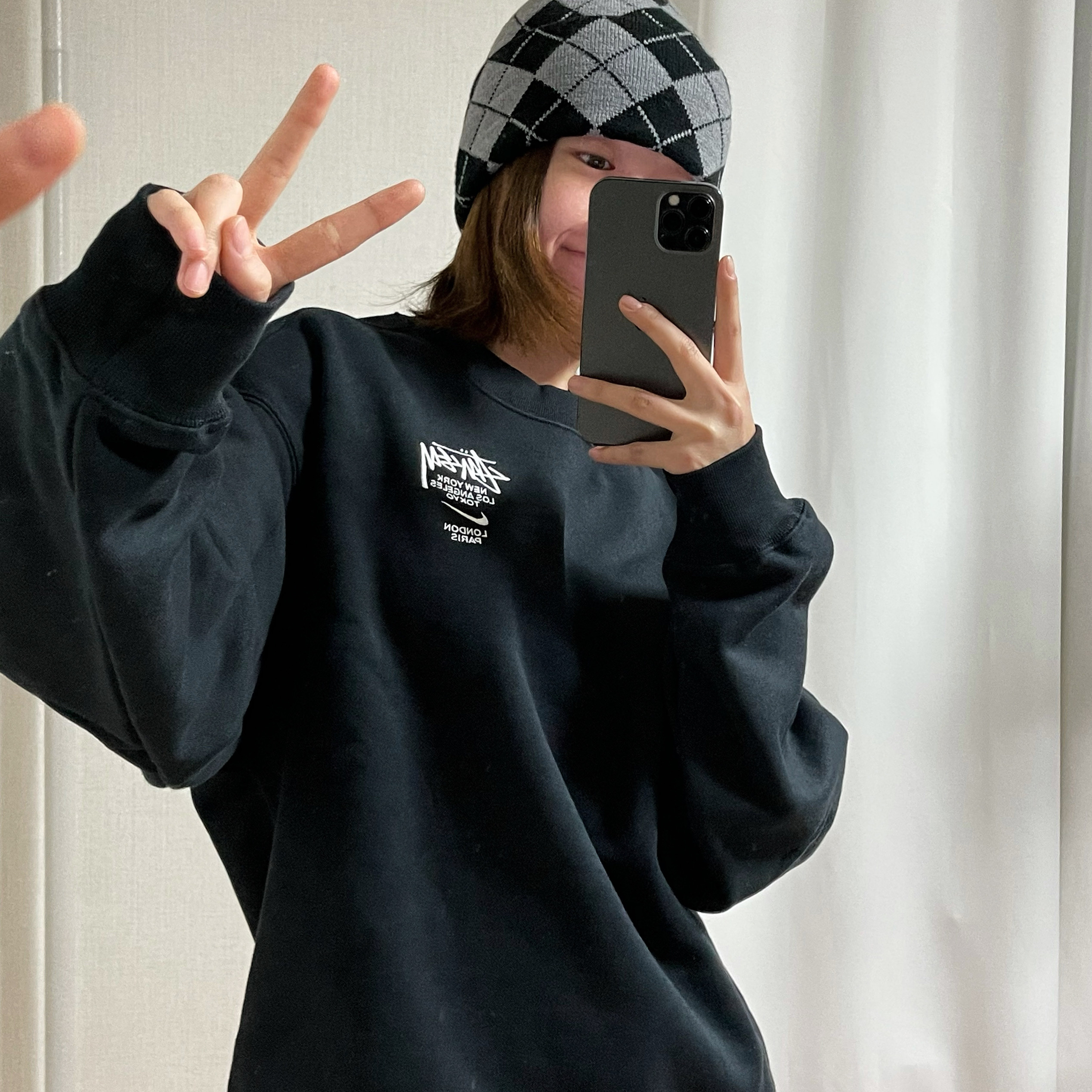 Nike x Stussy NRG ZR Fleece Crewneck Black - Asia 착용 스타일