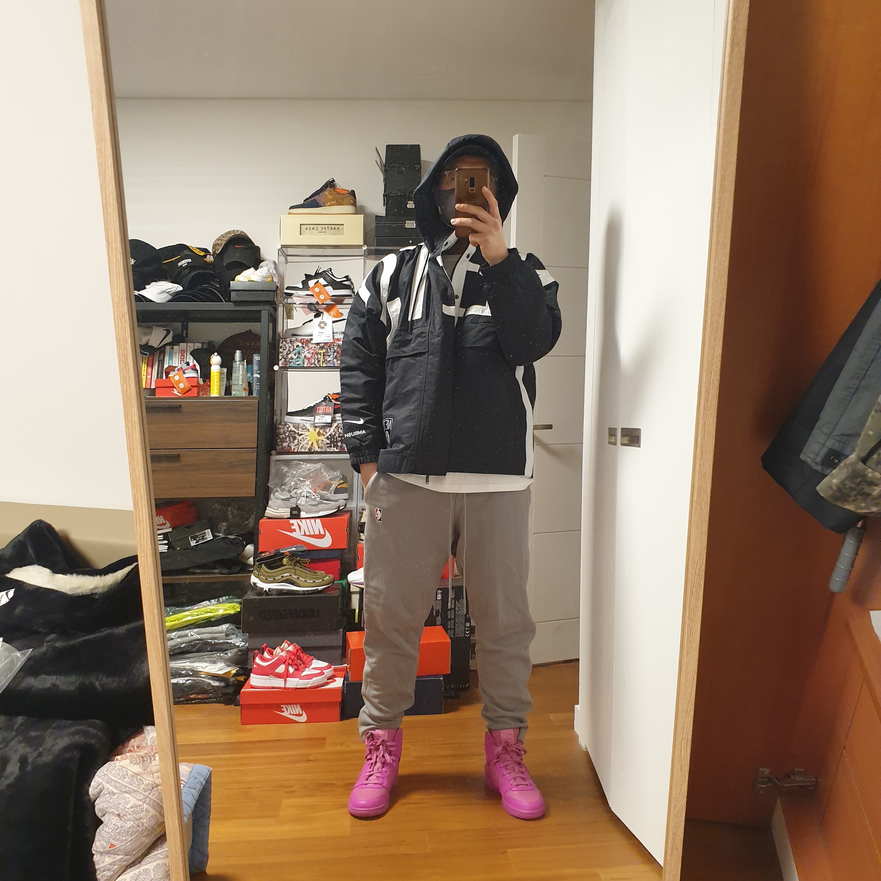 Nike x Ambush Dunk High Cosmic Fuchsia, (W) Nike x Ambush NBA Collection Nets Jacket - Asia 착용 스타일 - 2