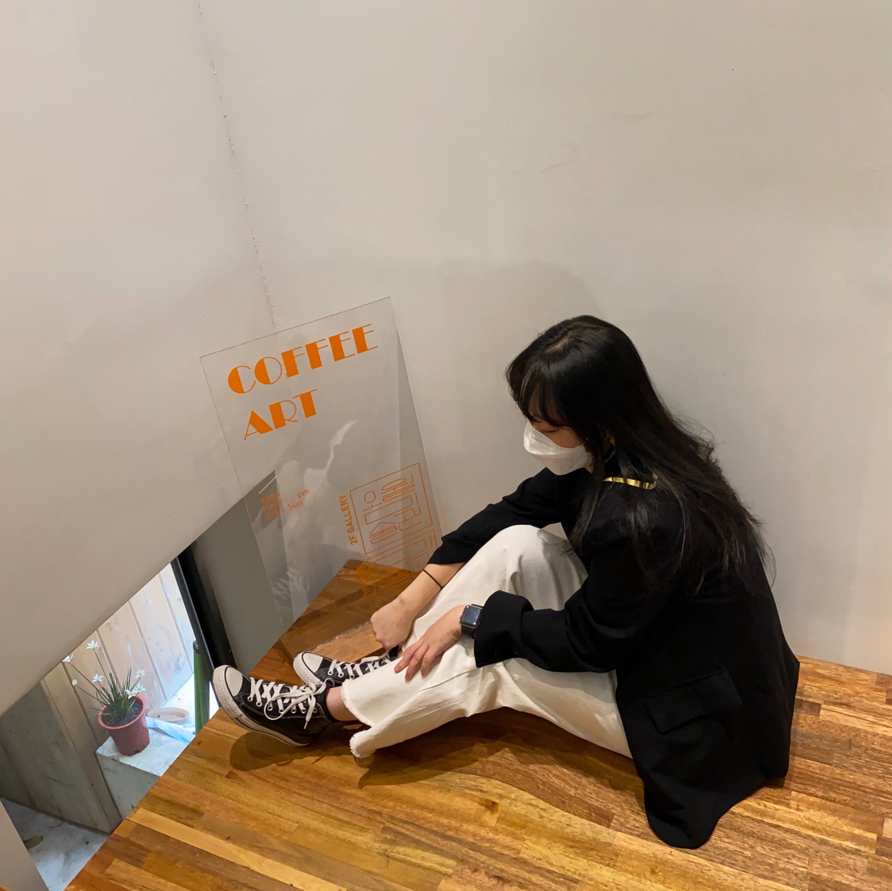 Converse Chuck Taylor All Star Hi Leather Black 착용 스타일 - 1