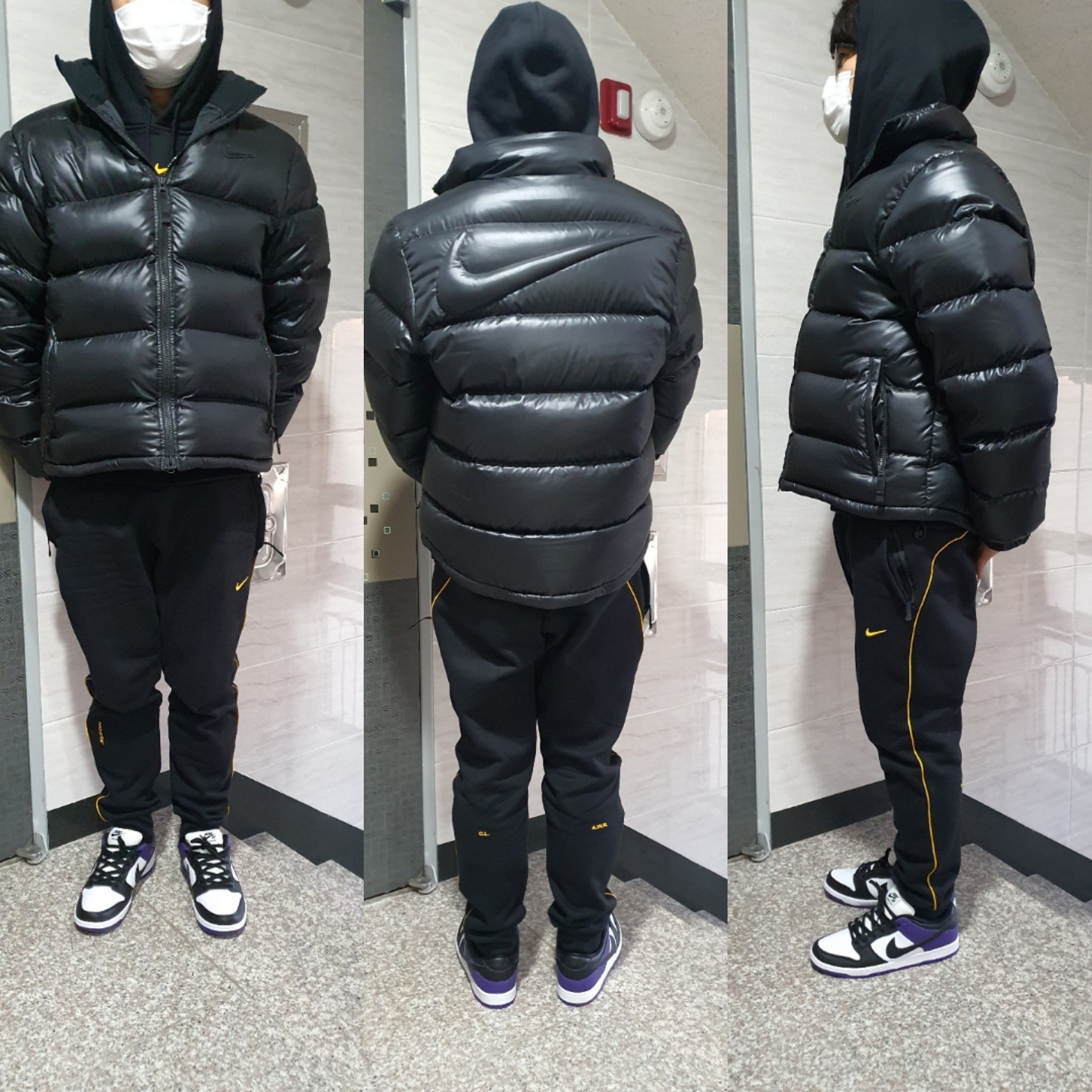 Nike x Drake Nocta Puffer Jacket Black - US/EU, Nike x Drake Nocta Fleece Pants Black - Asia 착용 스타일