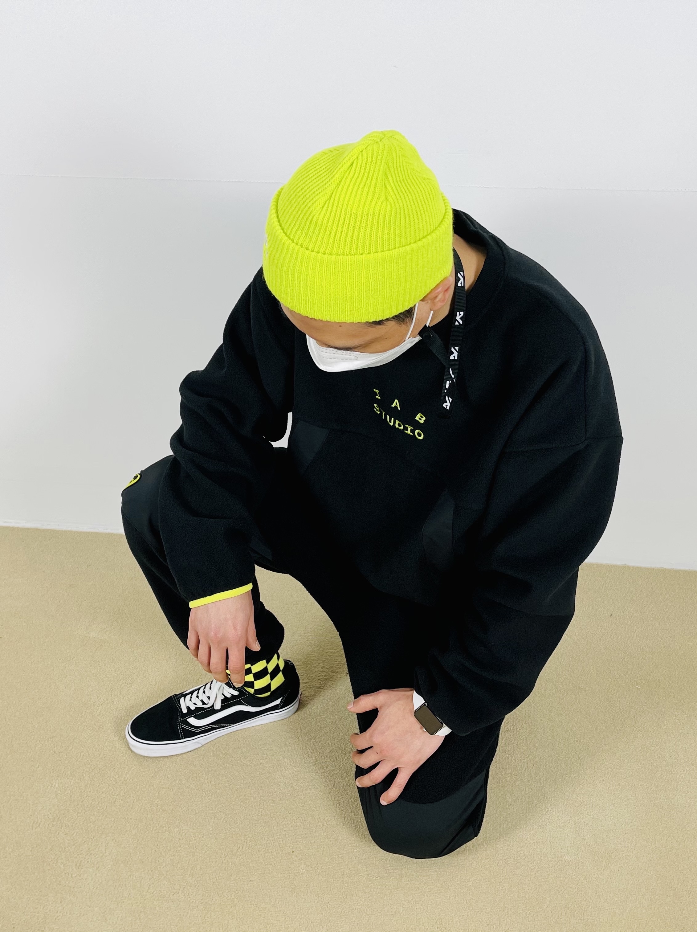 IAB Studio x Asics Fleece Shirt Black, IAB Studio x Asics Fleece Pants Black 착용 스타일 - 2