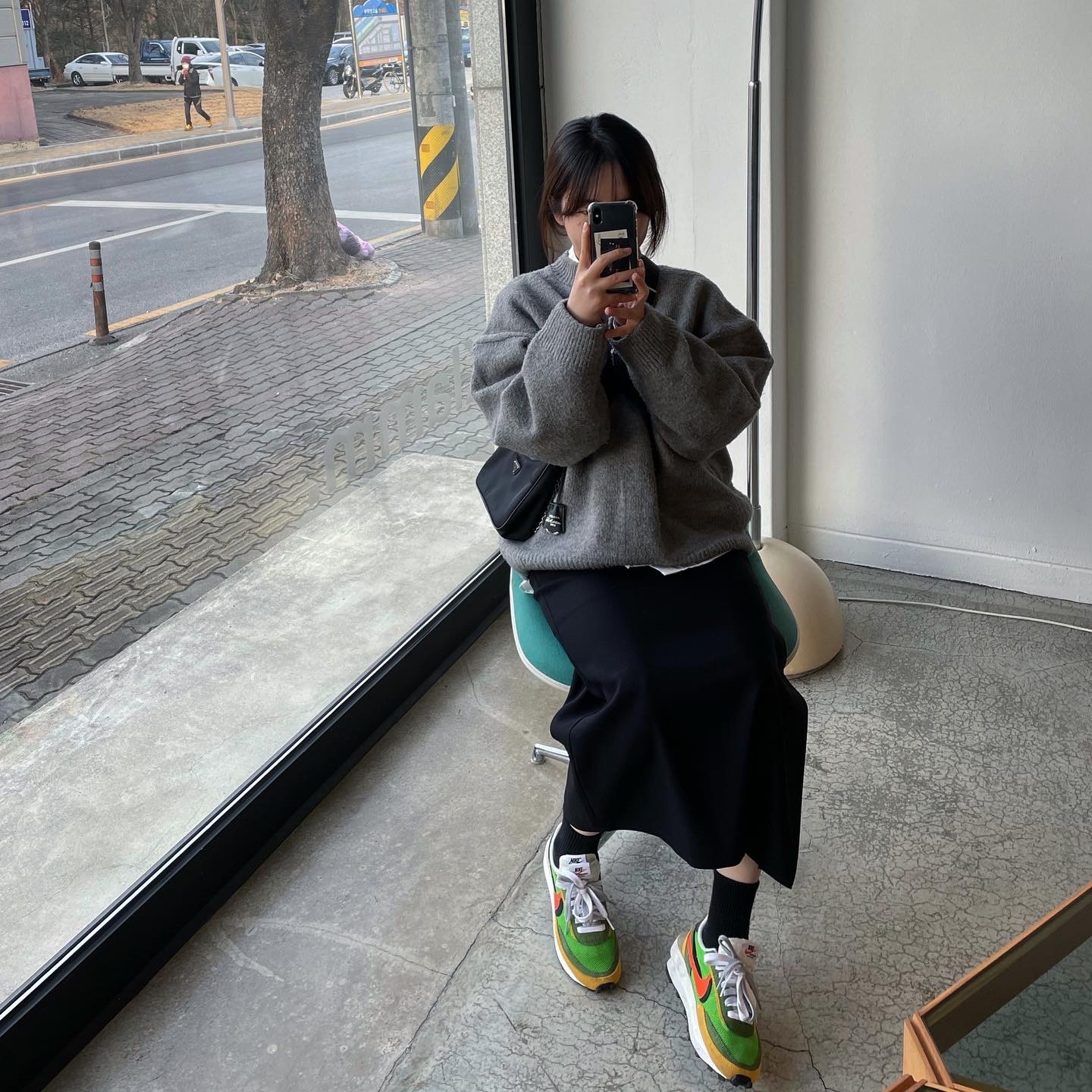 Nike x Sacai LDWaffle Green Multi 착용 스타일