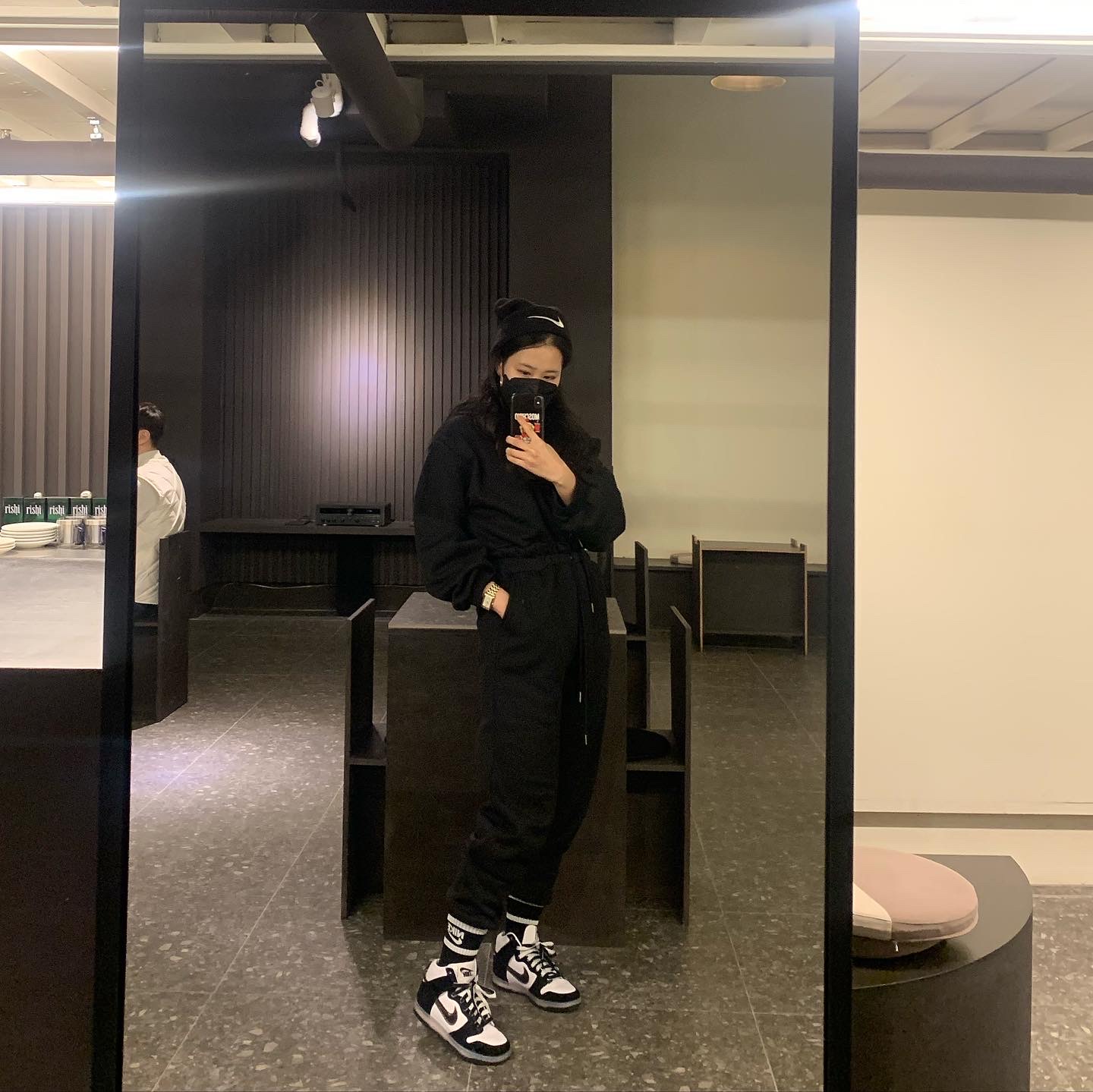 Nike x Stussy Cuff Beanie Black, Nike x Slam Jam Dunk High SP Clear Black 착용 스타일 - 4