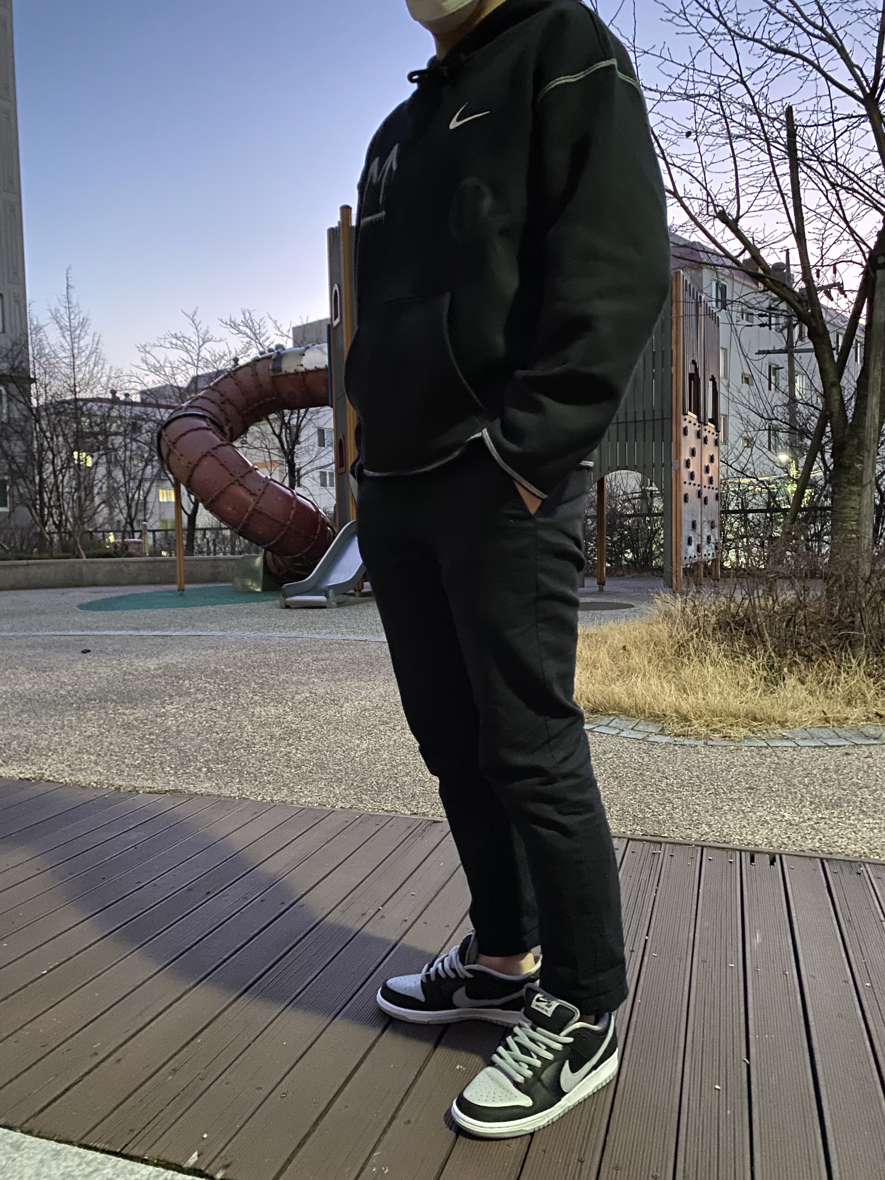 Nike x Off-White NRG RU Hoodie, Nike SB Dunk Low Pro Shadow 착용 스타일