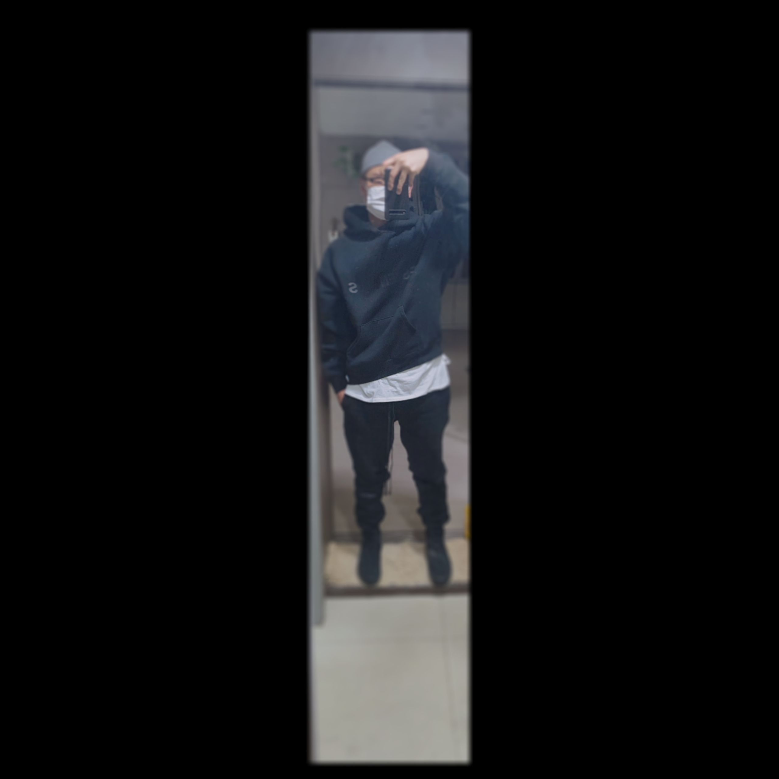 Nike x Fear of God Air Fear of God 1 Triple Black, Essentials 3D Silicon Applique Pullover Hoodie Dark Slate/Black 2020 착용 스타일