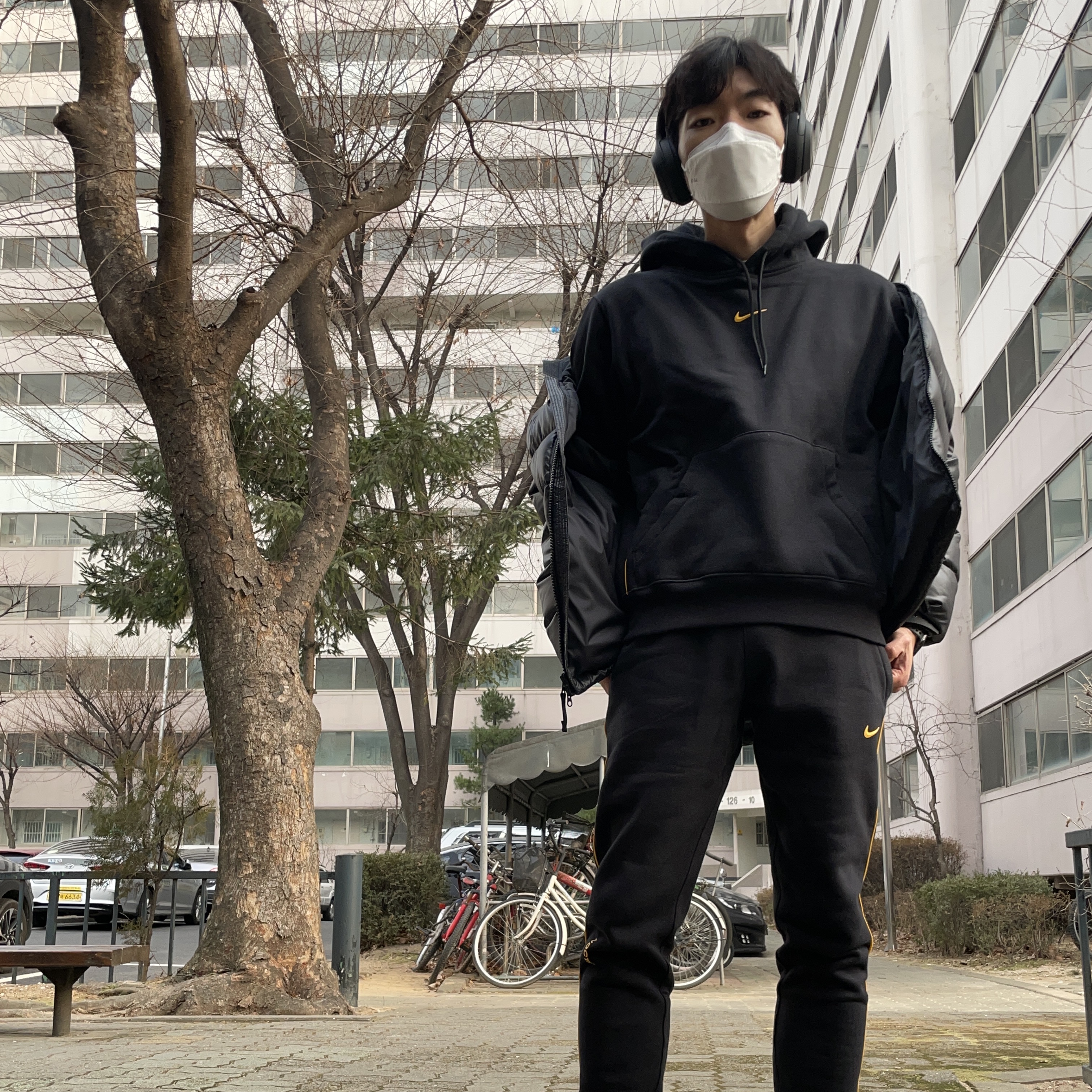 Nike x Drake Nocta Essential Hoodie Black - Asia, Nike x Drake Nocta Fleece Pants Black - Asia 착용 스타일