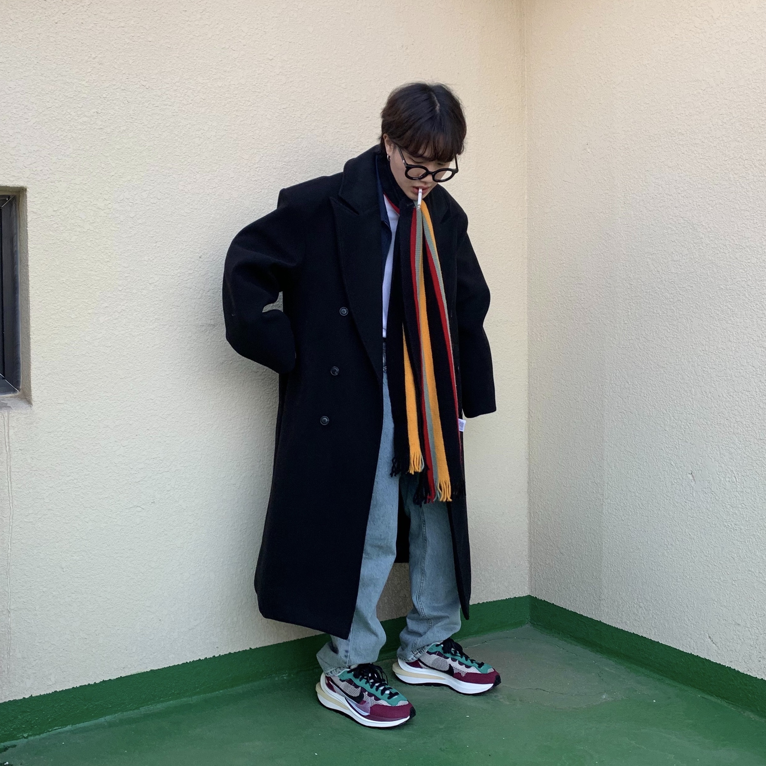 Nike x Sacai VaporWaffle String & Black Villain Red 착용 스타일 - 2