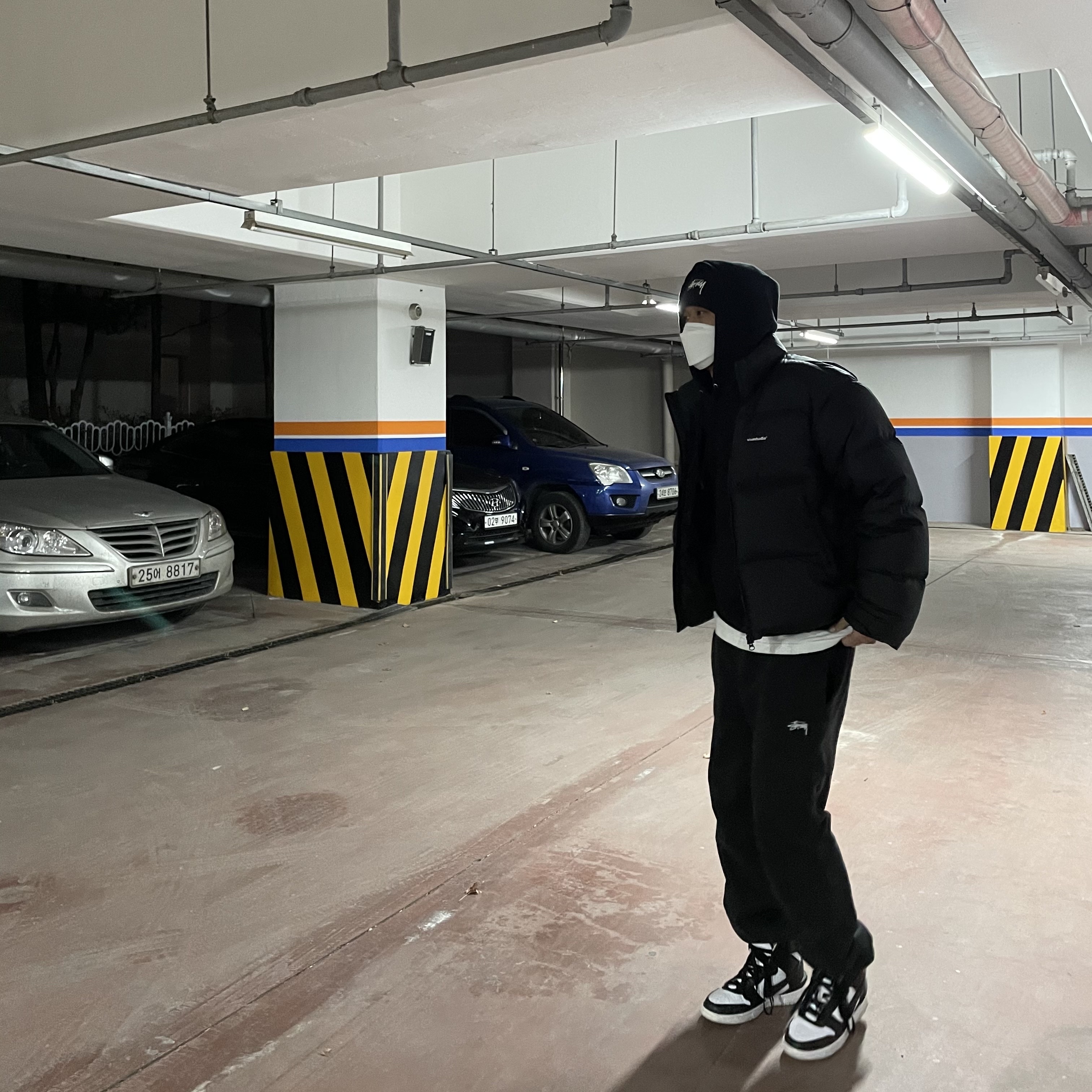 Nike x Ambush Dunk High Black, Nike x Stussy Cuff Beanie Black 착용 스타일