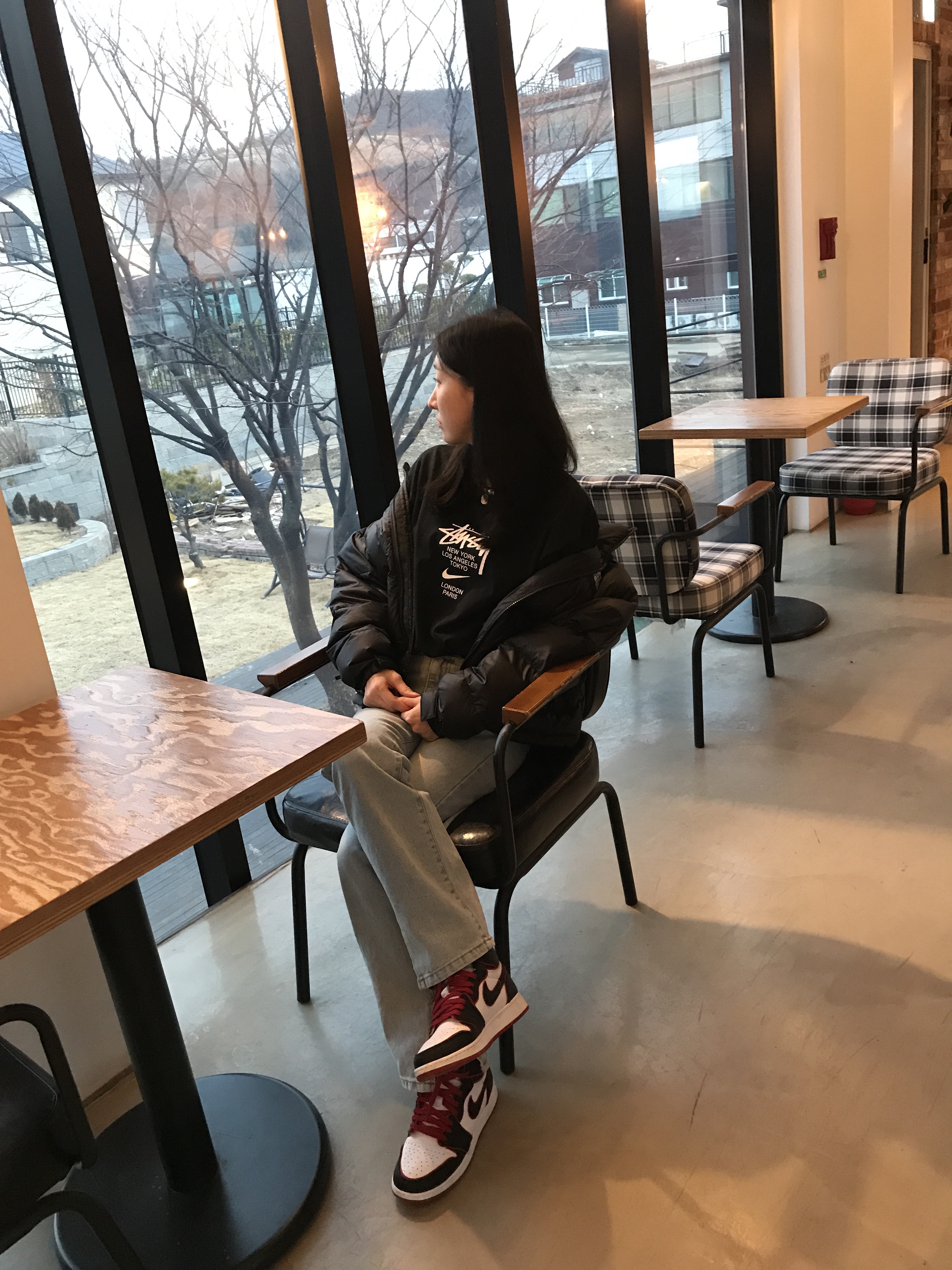 Nike x Stussy WT T-Shirt Black - Asia, (GS) Jordan 1 Retro High OG Bloodline 착용 스타일
