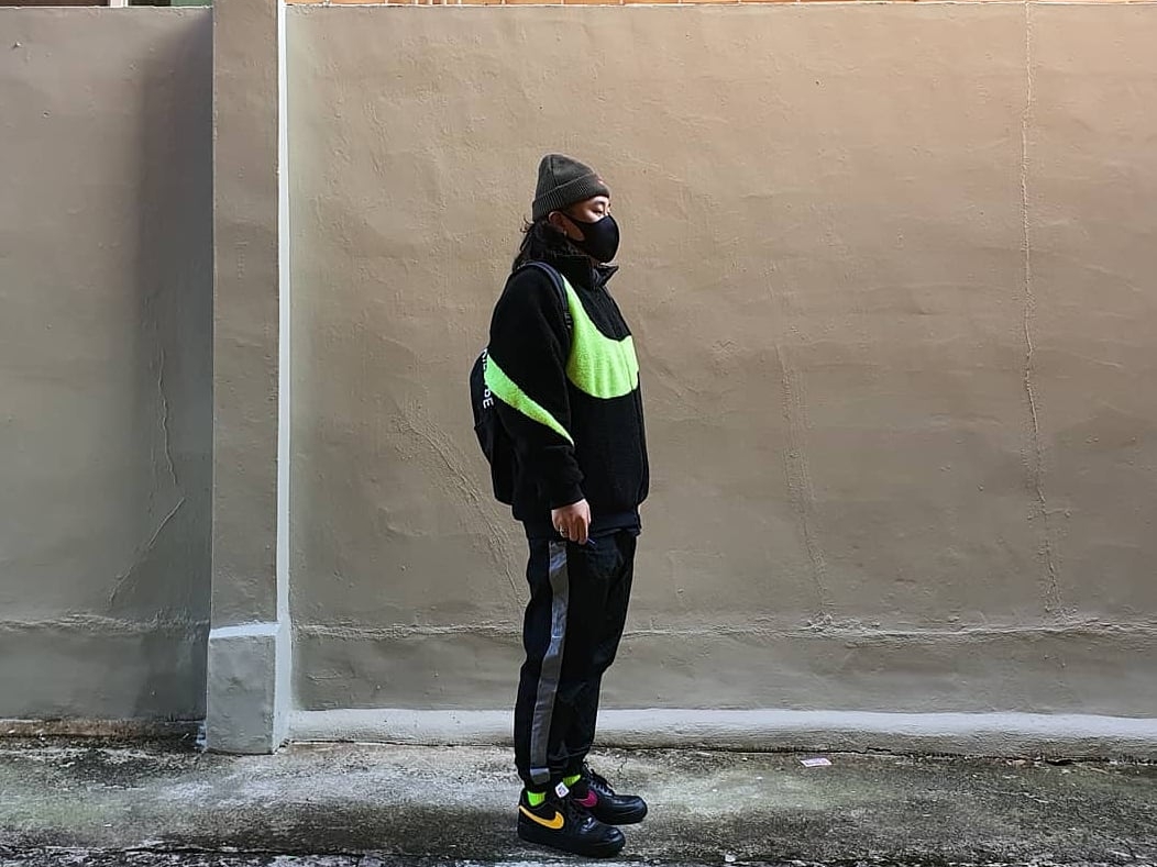 Nike Big Swoosh Full Zip Jacket Black Volt, Nike Air Force 1 Low Swoosh Pack All-Star 2018 Black 착용 스타일