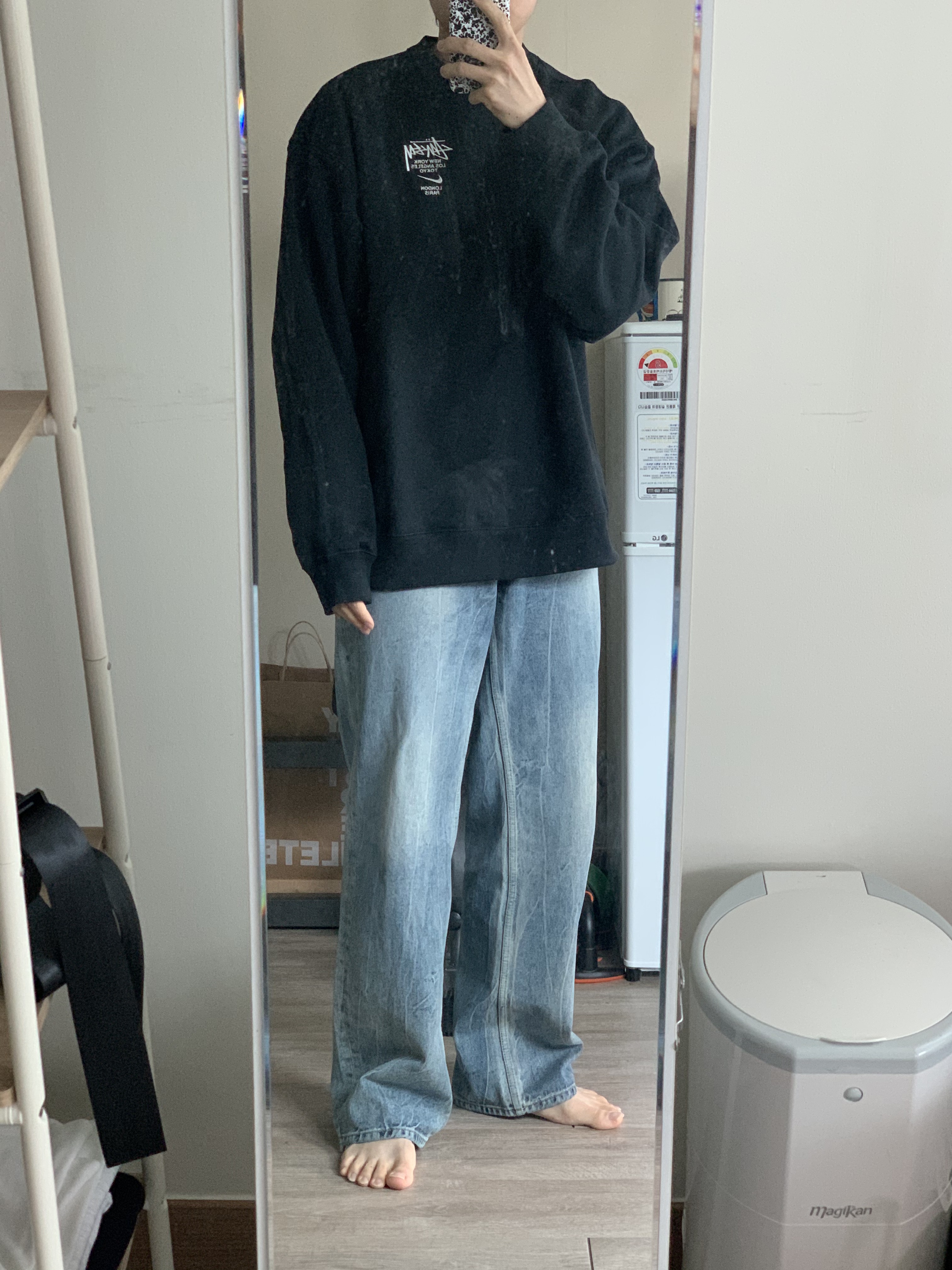 Nike x Stussy NRG ZR Fleece Crewneck Black - US/EU 착용 스타일
