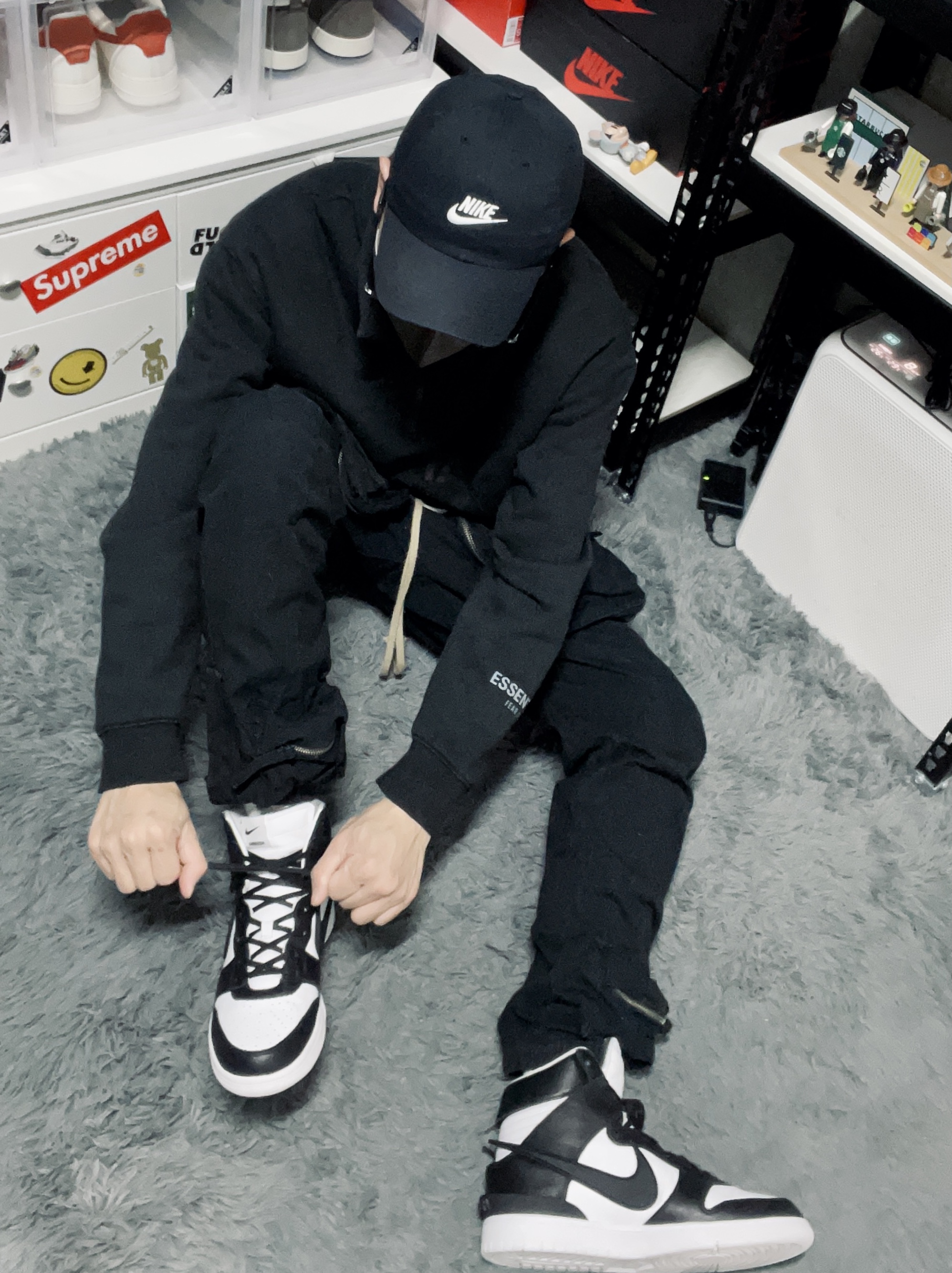 Essentials Polar Fleece Half-Zip Sweater Dark Slate/Stretch Limo/Black - 20SS, Nike x Ambush Dunk High Black 착용 스타일