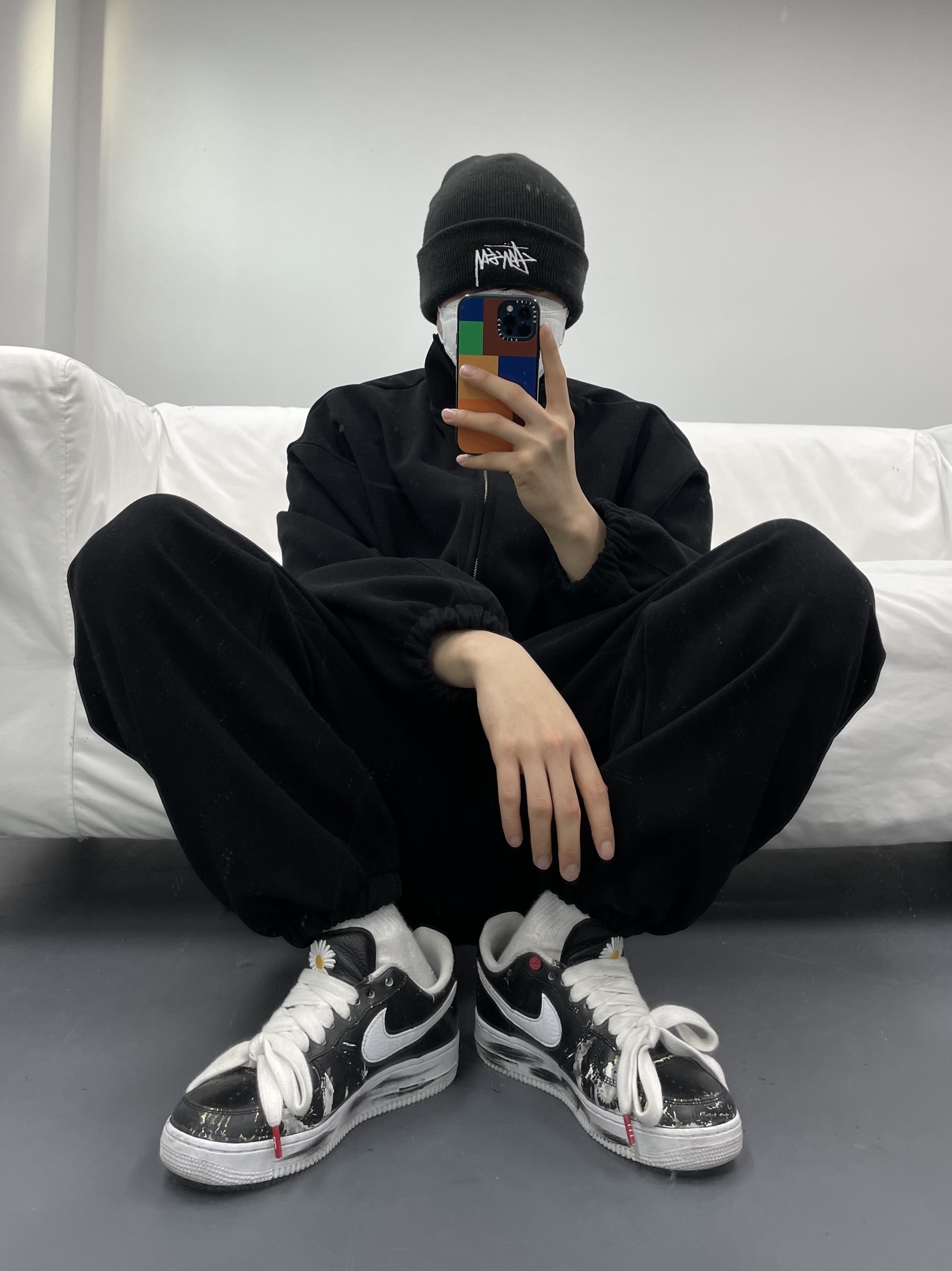 Nike x Stussy Cuff Beanie Black, Nike x Peaceminusone Air Force 1 Low Para-Noise 착용 스타일