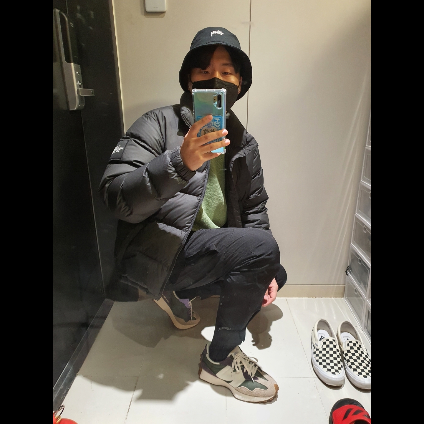 (W) New Balance 327 Oak Leaf Green 착용 스타일