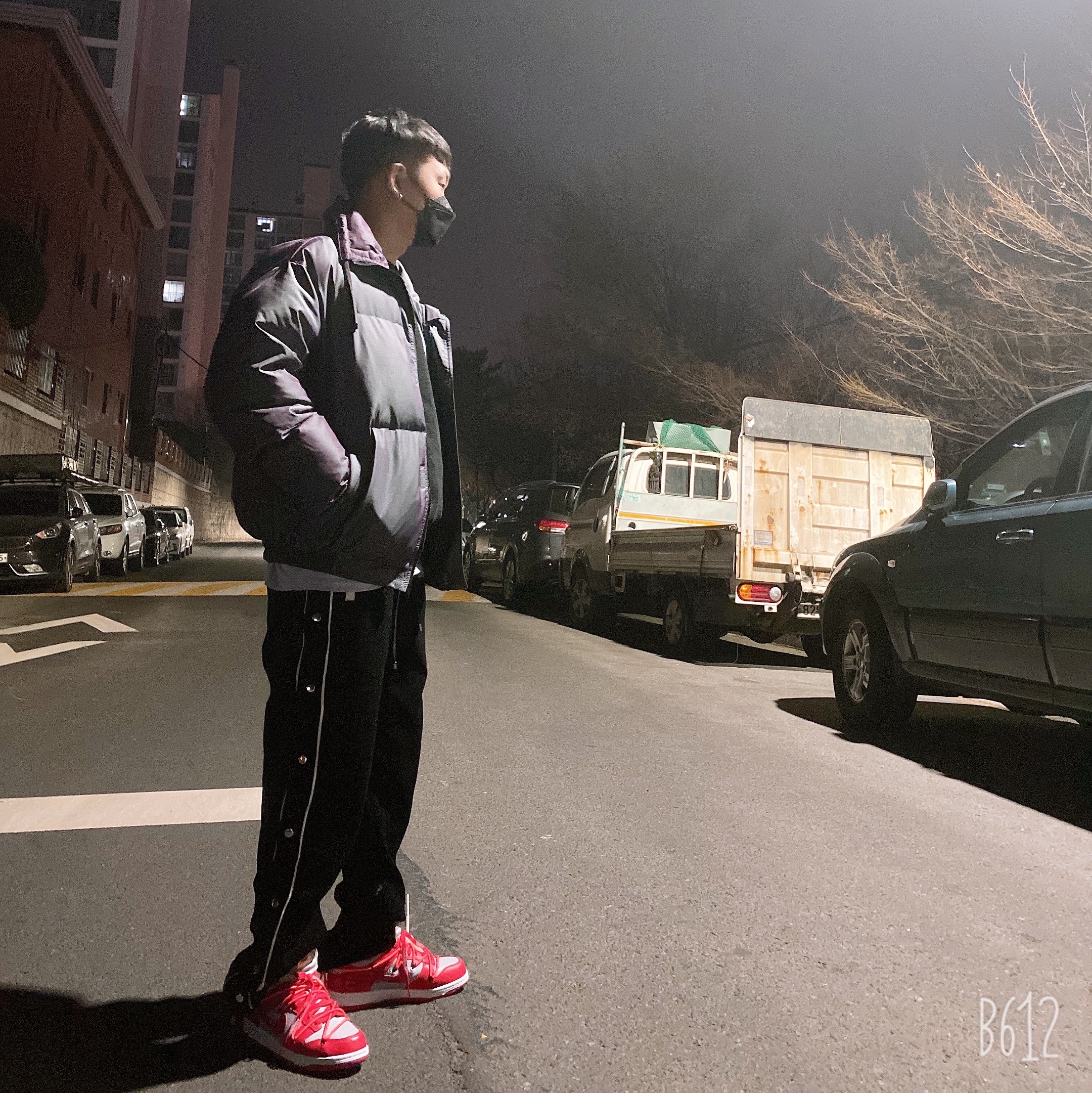 Nike x Off-White Dunk Low University Red 착용 스타일