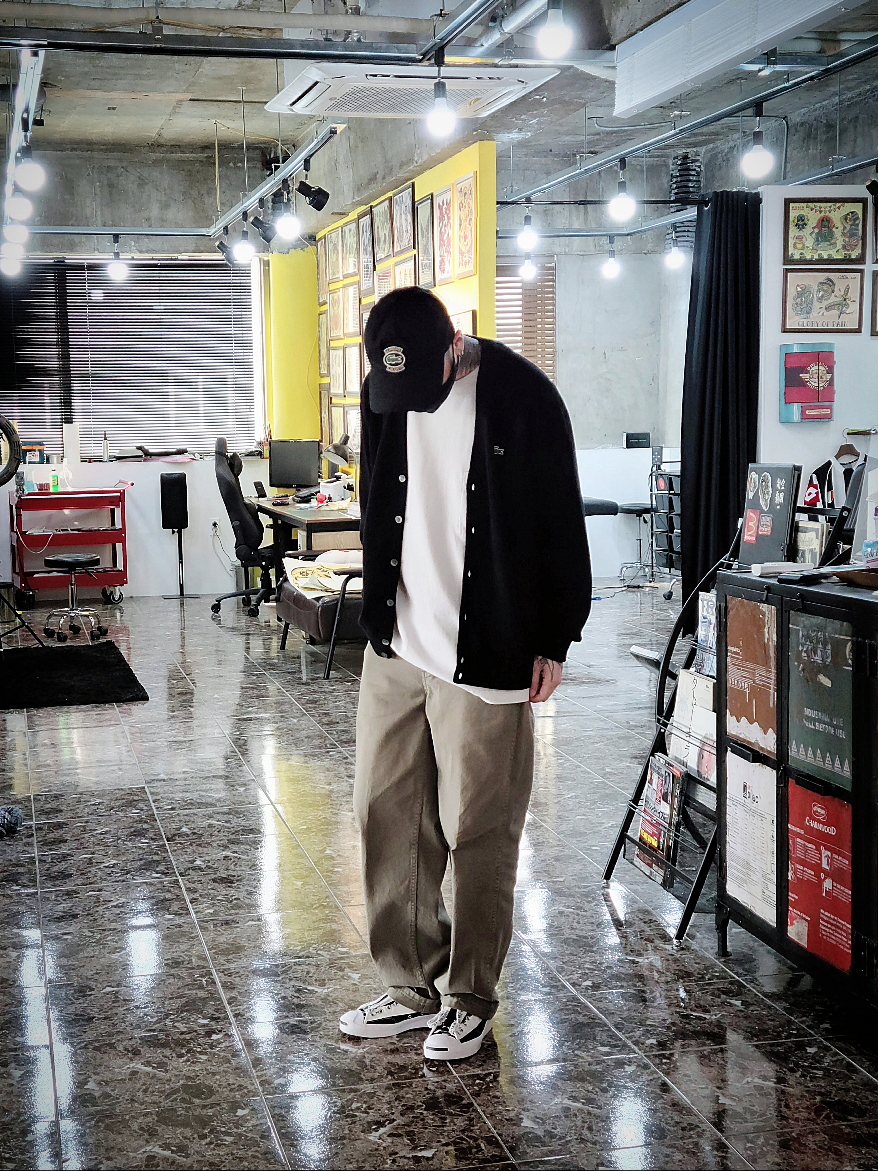 Converse x Takahiromiyashita The Soloist Jack Purcell Zip Ox Black White, Supreme x Lacoste Twill 6-Panel Black - 18SS 착용 스타일