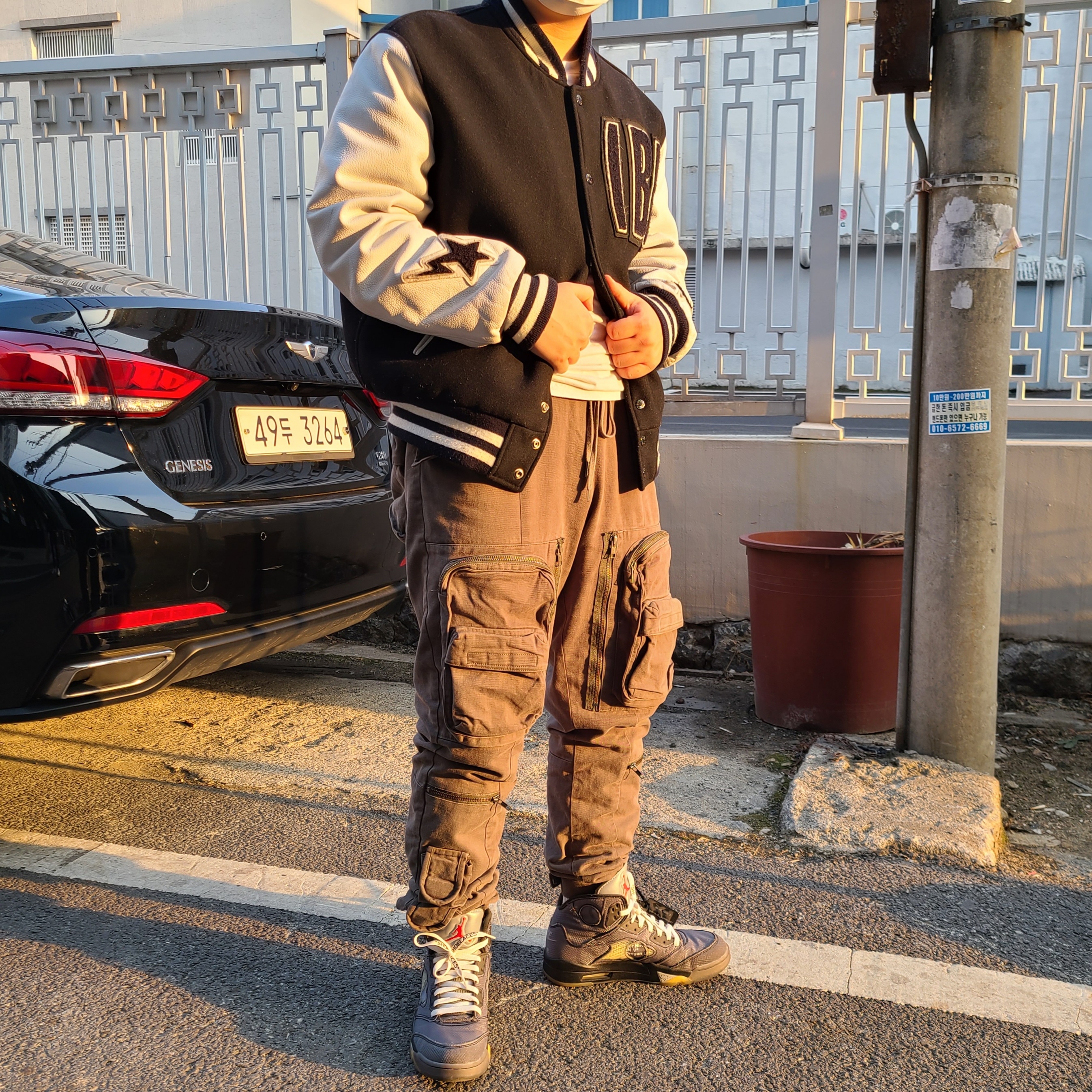 Jordan 5 x Off-White Retro SP Black Muslin 착용 스타일 - 3