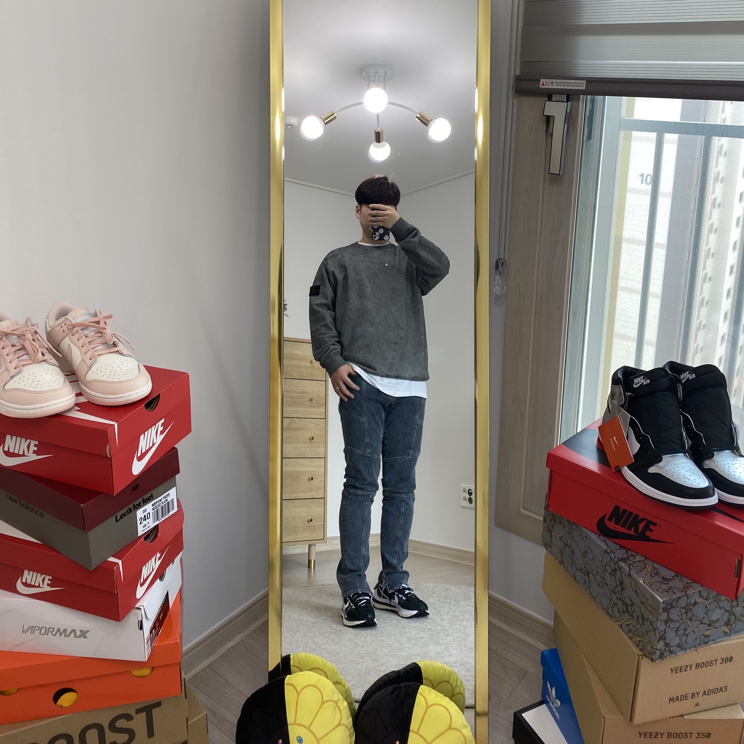 (W) Jordan 1 Retro High OG Silver Toe, (W) Nike Dunk Low Orange Pearl 착용 스타일