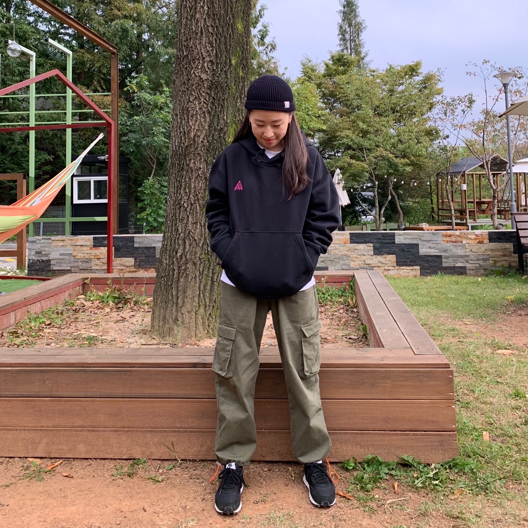 (W) Nike x Undercover Daybreak Black Sail 착용 스타일