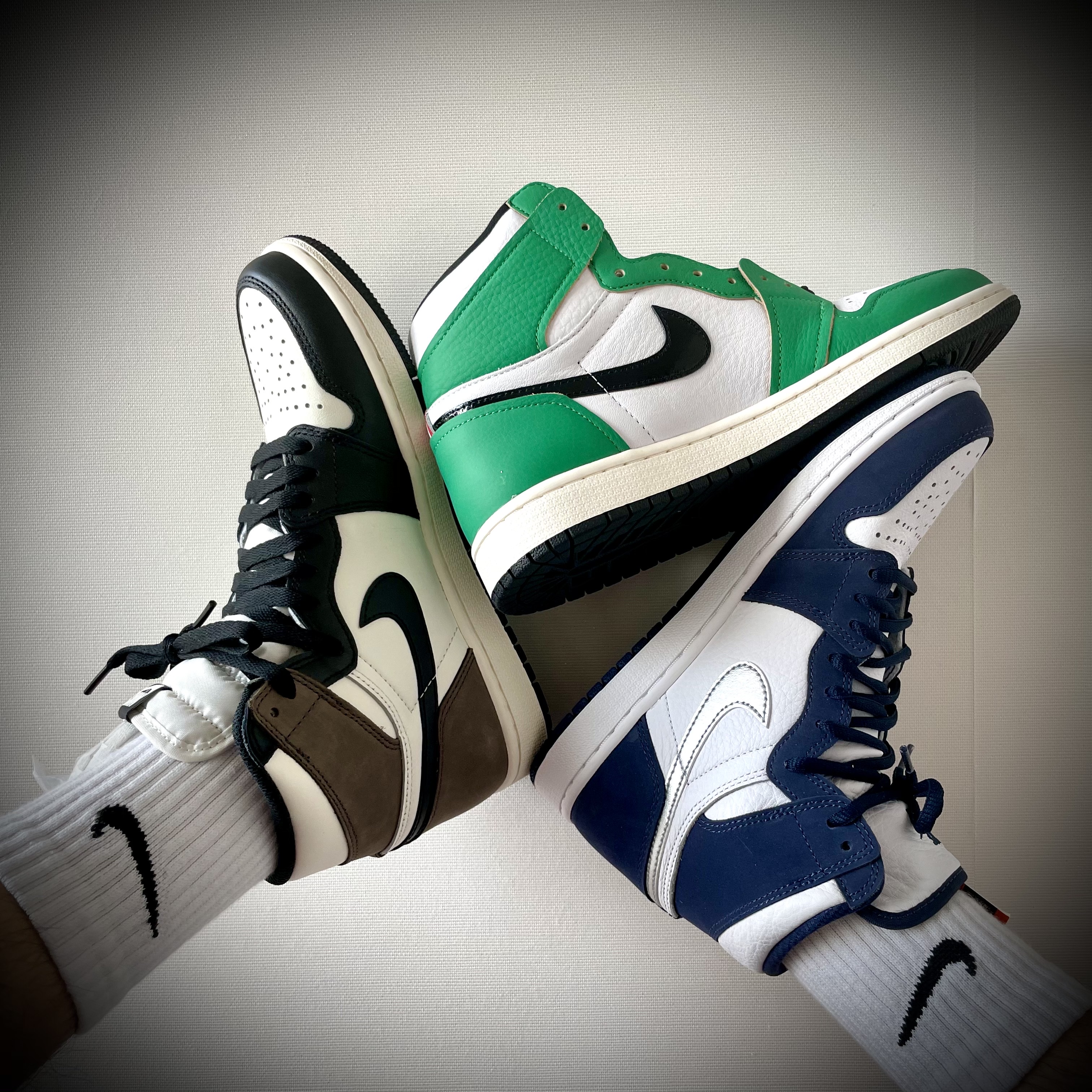 Jordan 1 Retro High OG Black Mocha, Jordan 1 Retro High OG CO.JP Midnight Navy 착용 스타일