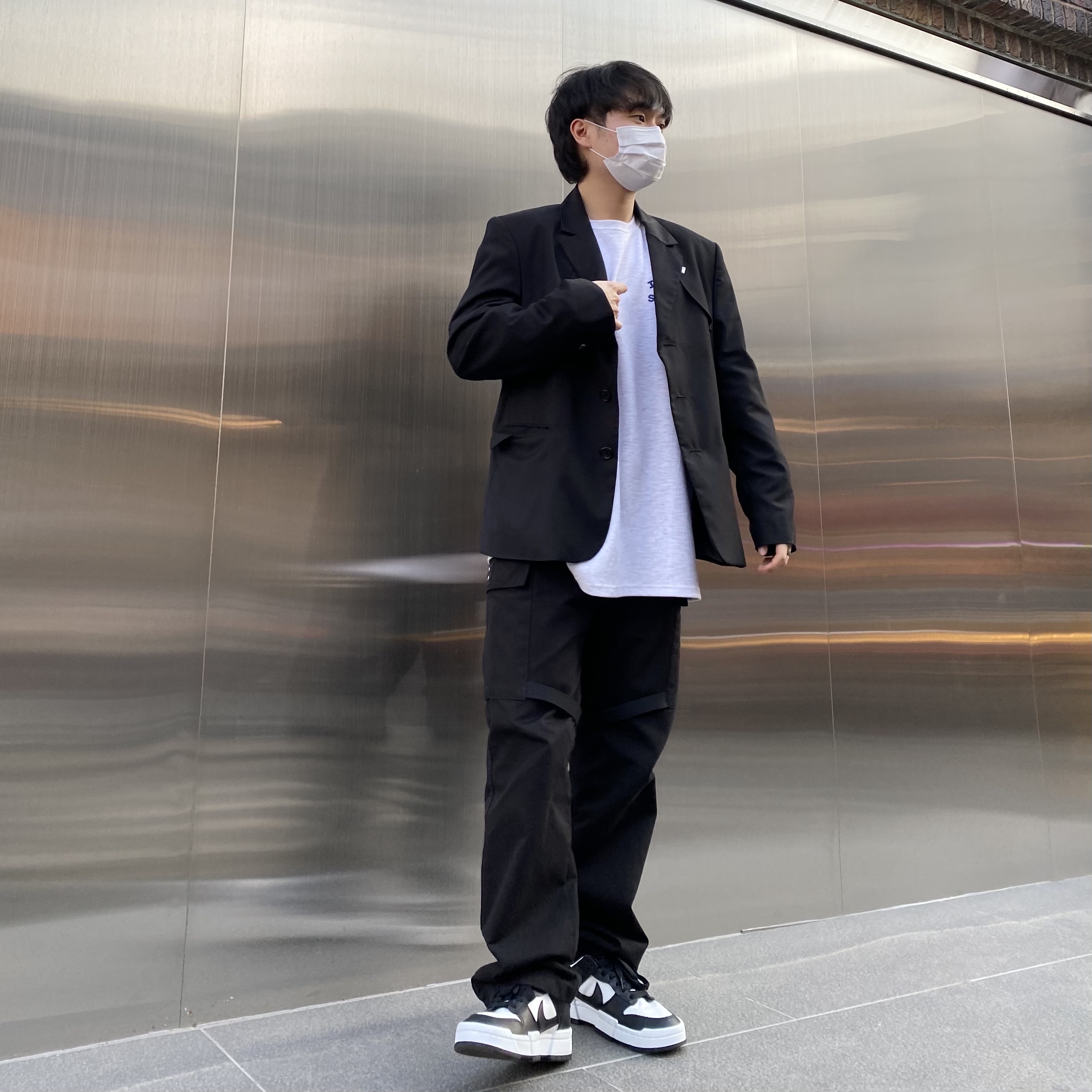 IAB Studio Long Sleeve Light Gray, (W) Nike Dunk Low Disrupt Black White 착용 스타일