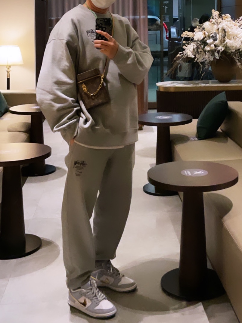 Nike x Stussy NRG ZR Fleece Pants Heather Grey - US/EU, Nike x Stussy NRG ZR Fleece Crewneck Heather Grey - US/EU 착용 스타일