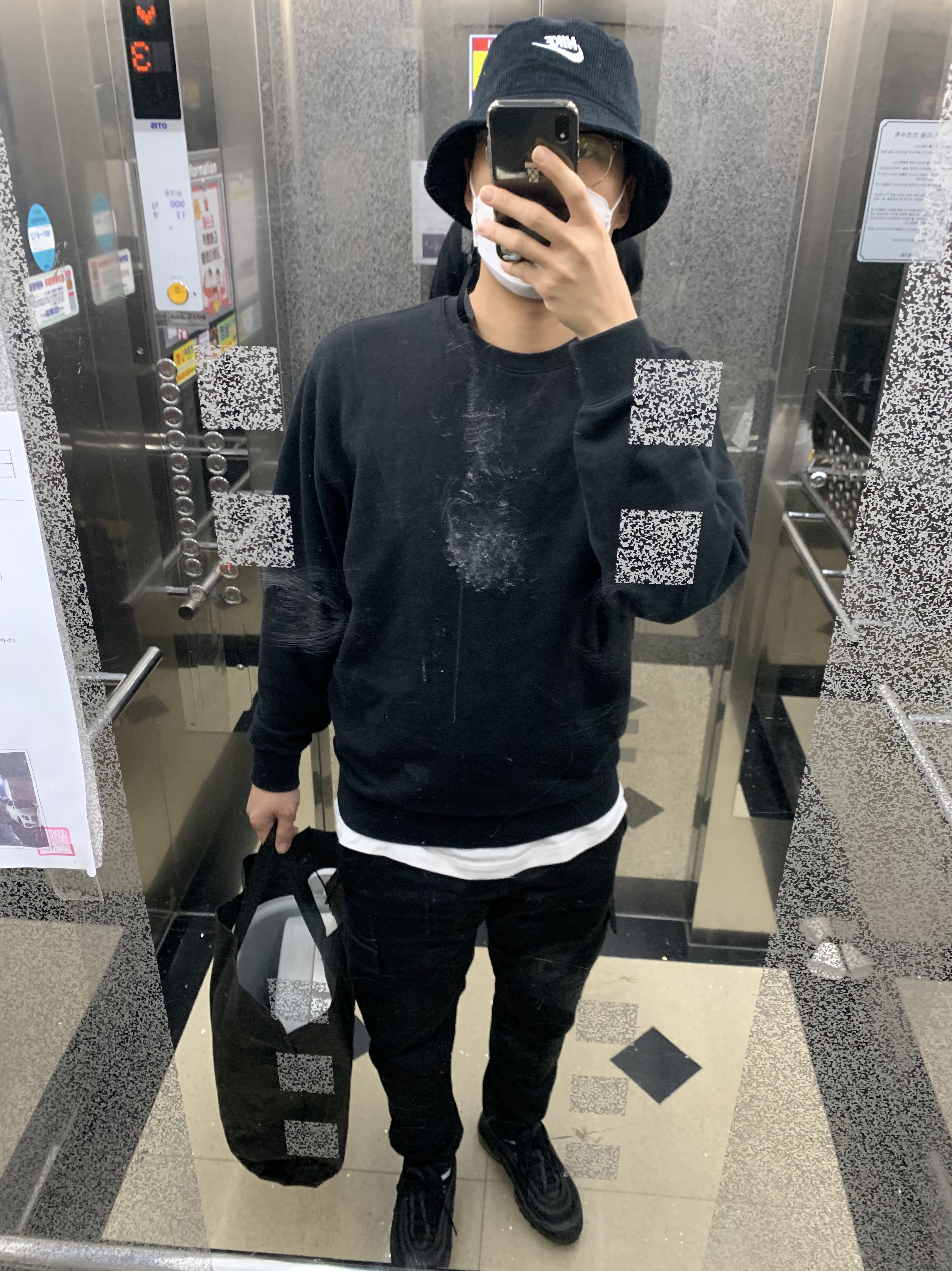 Nike Futura Corduroy Bucket Black, Nike Air Max 97 Triple Black 착용 스타일