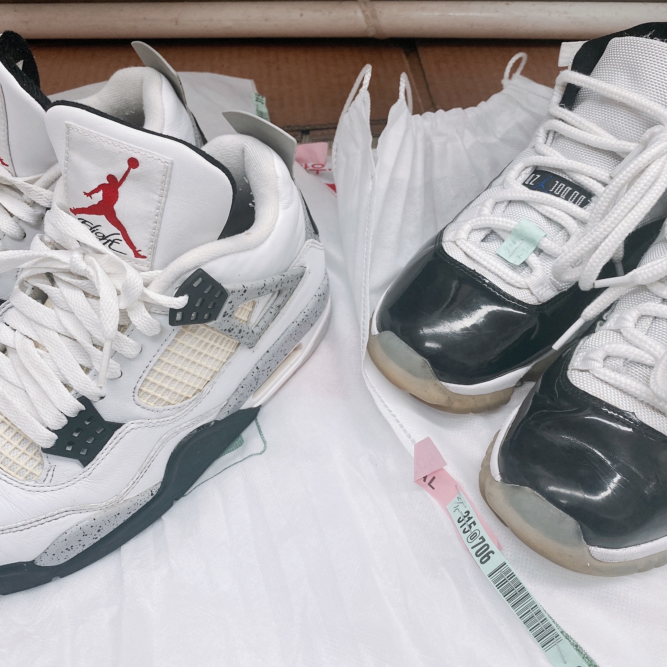 Jordan 4 Retro OG White Cement 2016, Jordan 11 Retro Concord 2018 착용 스타일
