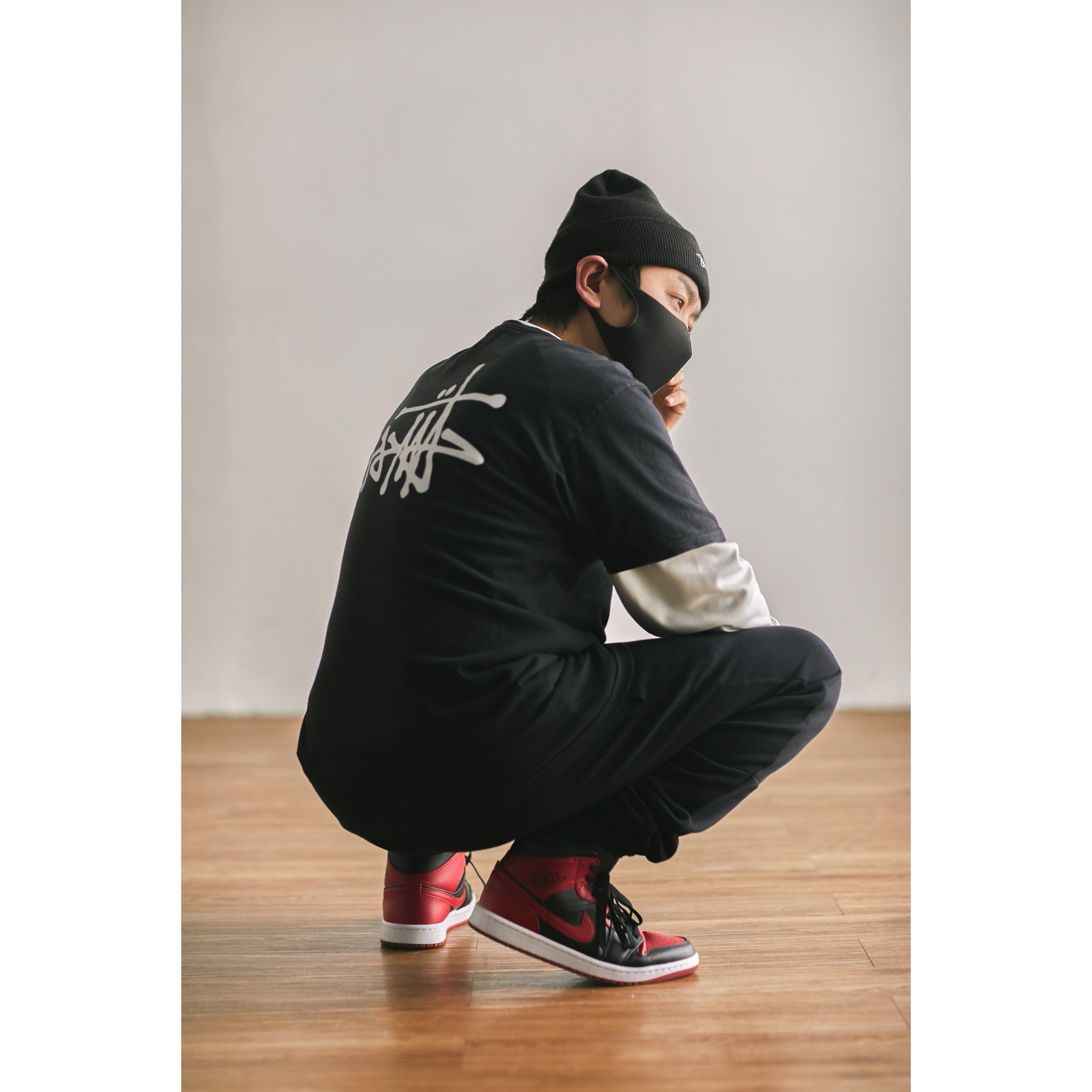 Nike x Stussy Cuff Beanie Black, Jordan 1 Mid Bred Banned 2020 착용 스타일
