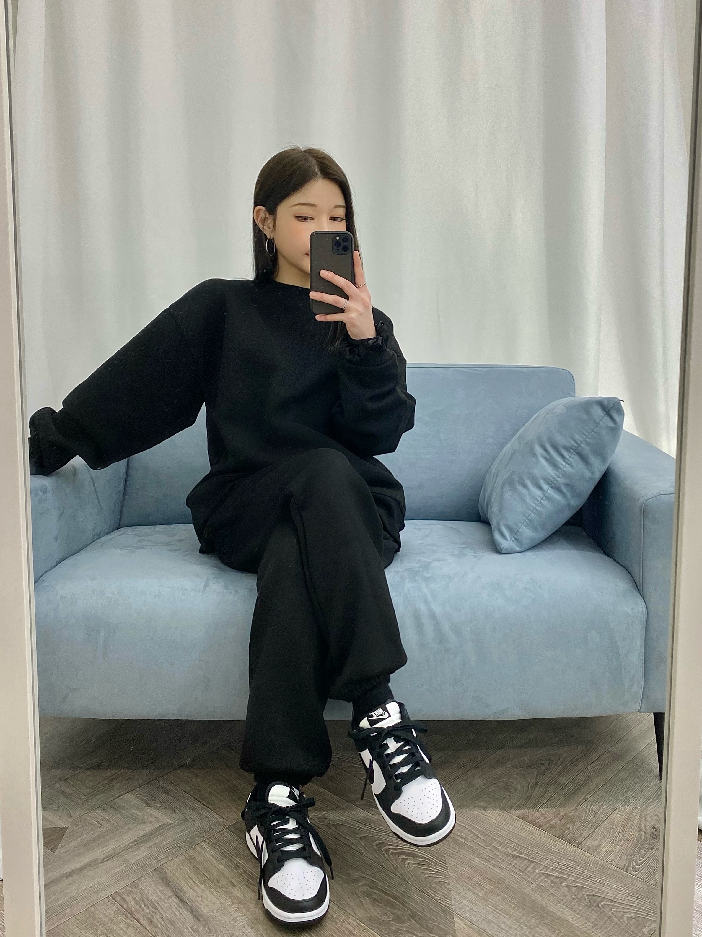 (W) Nike Dunk Low Black, Nike Dunk Low Retro Black 착용 스타일